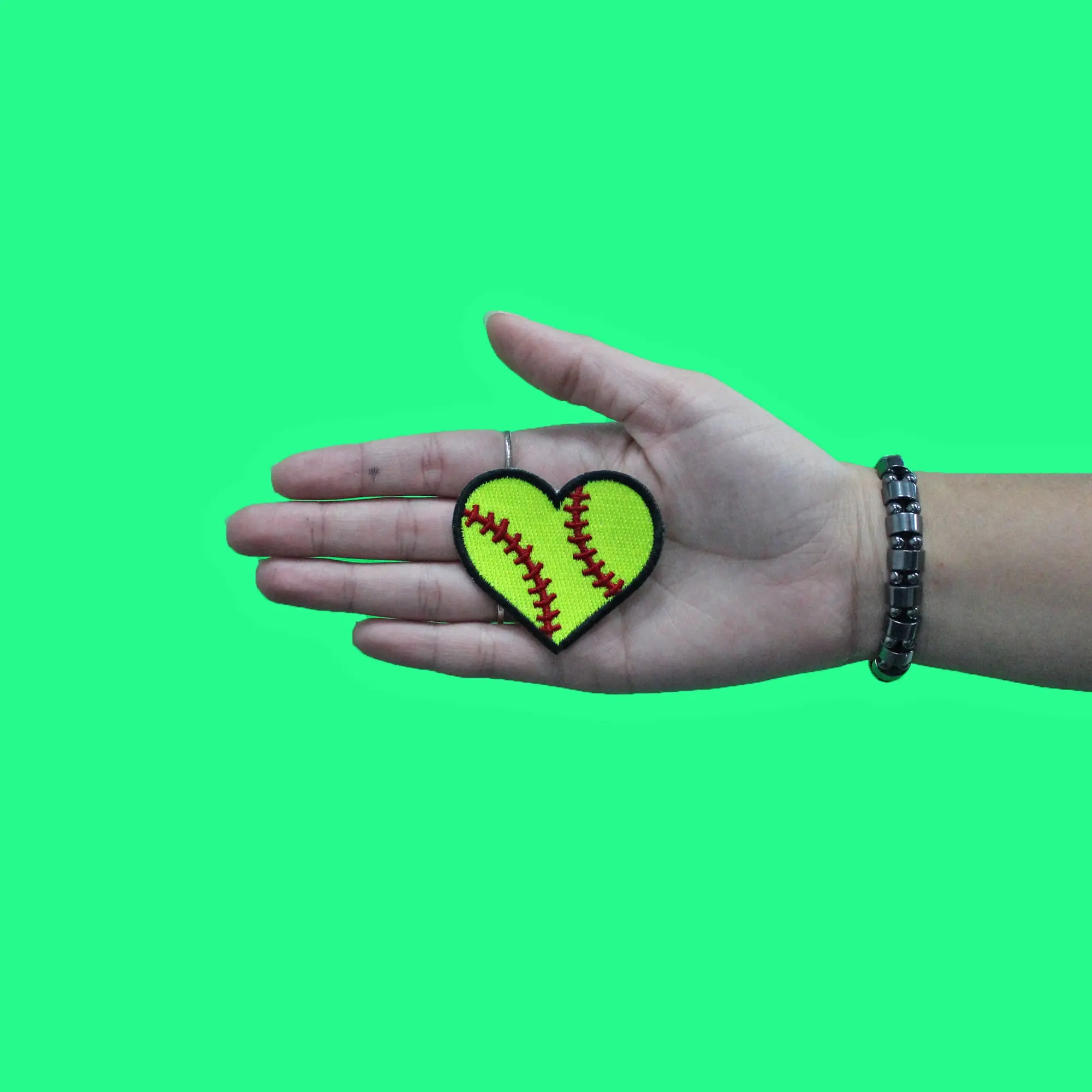 Softball Heart Patch Sports Underhand Pitch Embroidered Iron On - Image 2