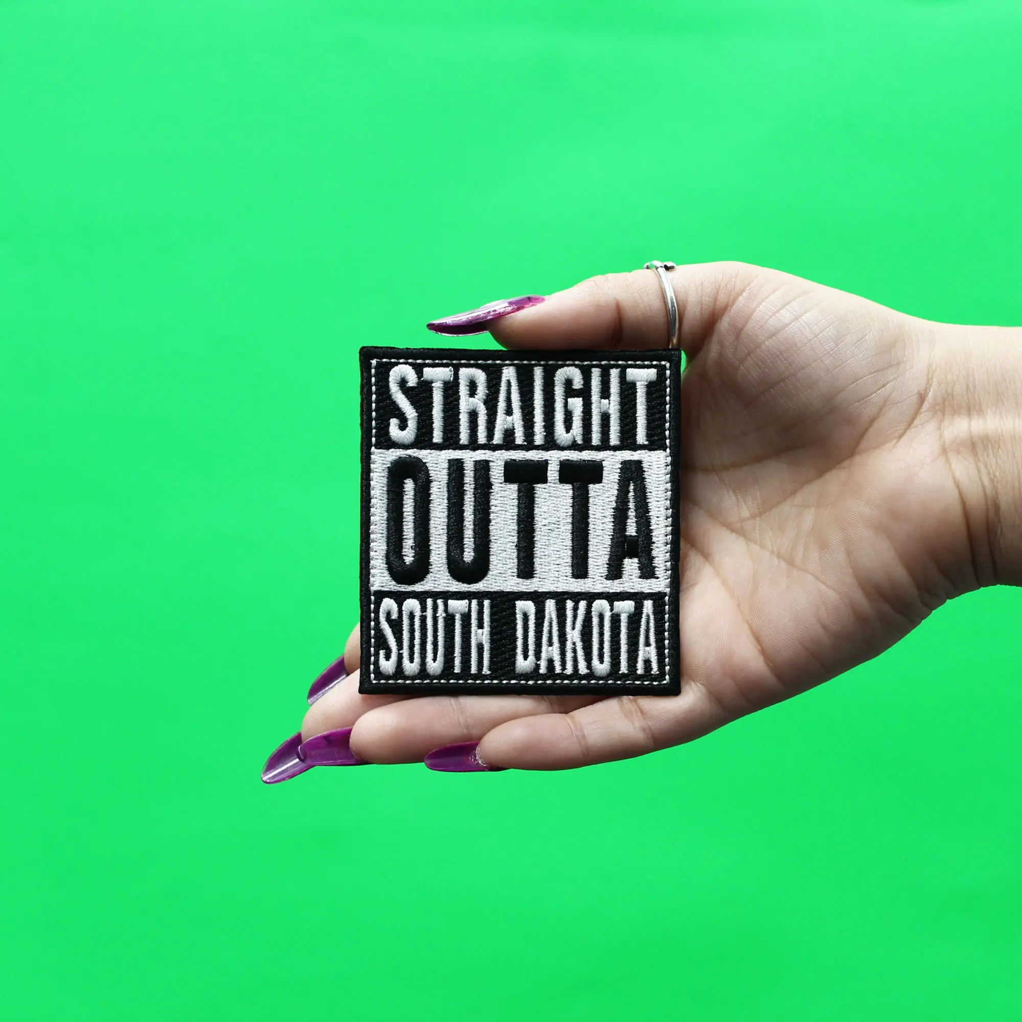 Straight Outta South Dakota Patch Embroidered Iron On - Image 2