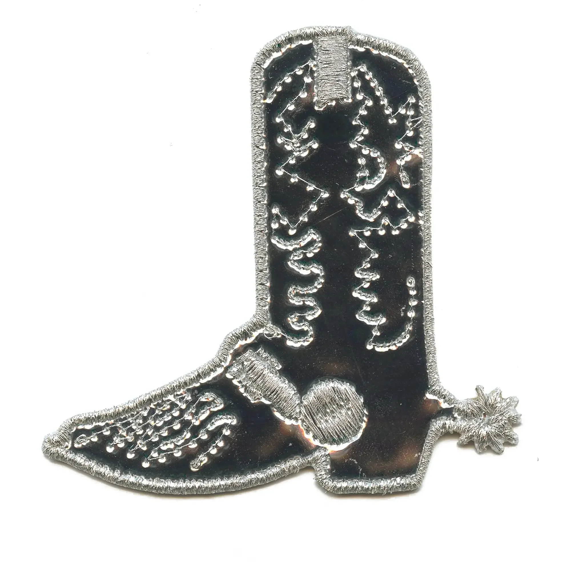 Texas Southern Silver Boot Patch Chrome Baseball Trophy Western Embroidered Iron On