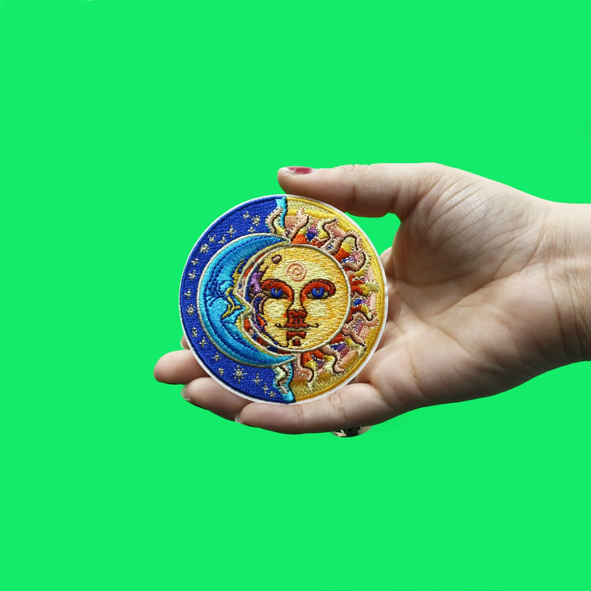 Sun Moon And Stars Patch Daily Phases Embroidered Iron On - Image 2
