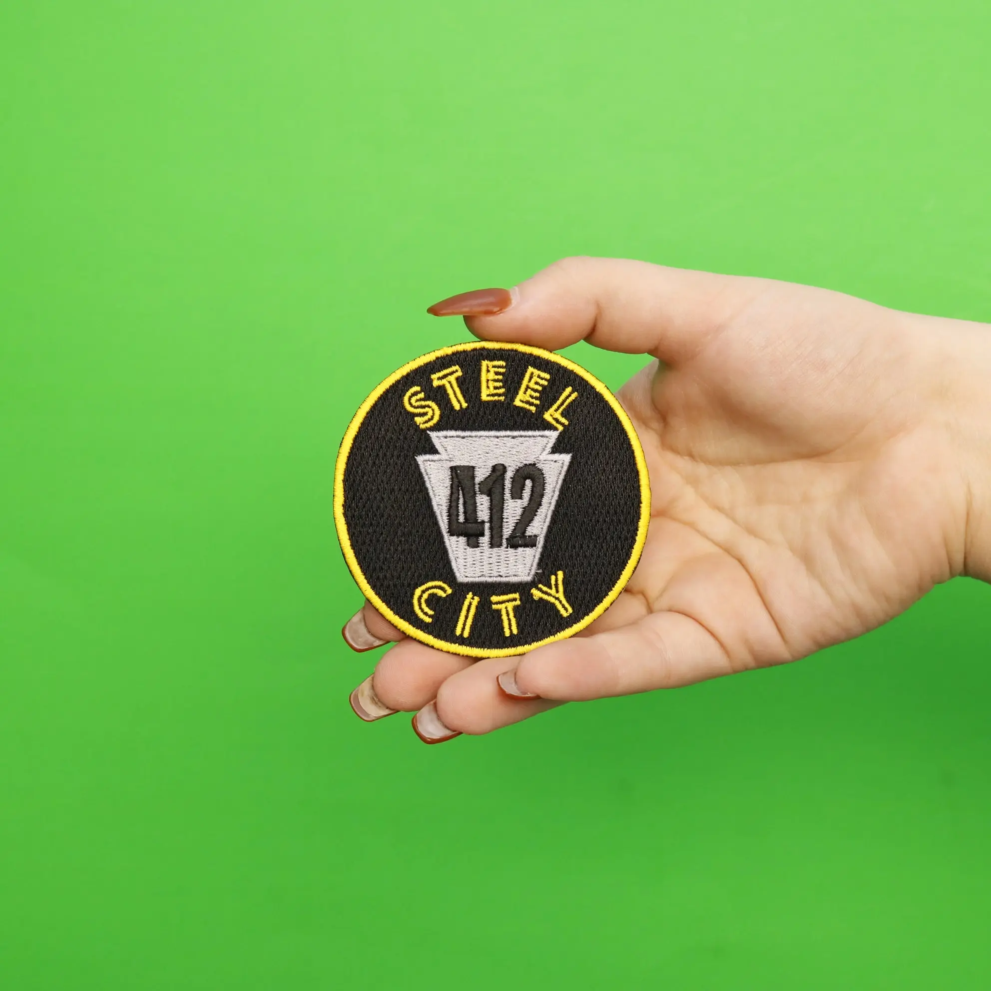 Pittsburgh Steel City 412 Embroidered Iron On Patch - Image 2