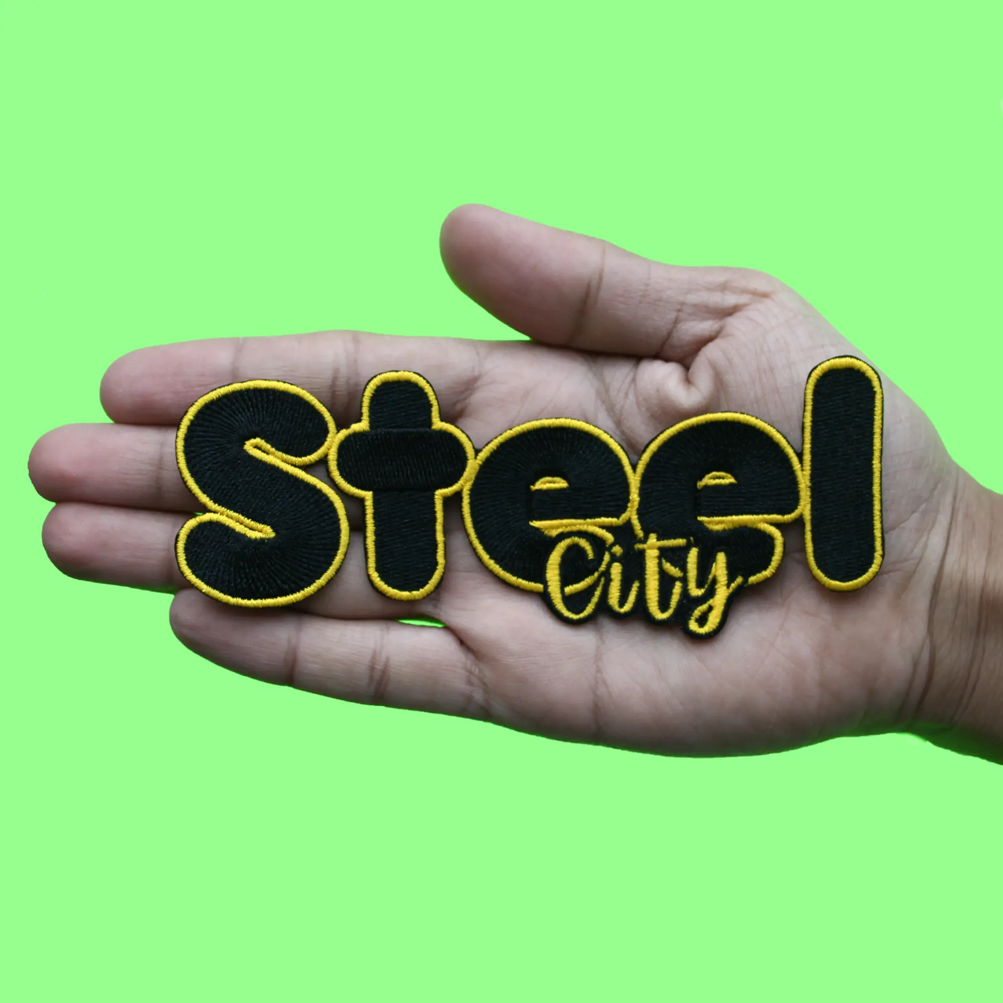 Steel City Script Patch Pittsburgh Football Love Embroidered Iron On - Image 2