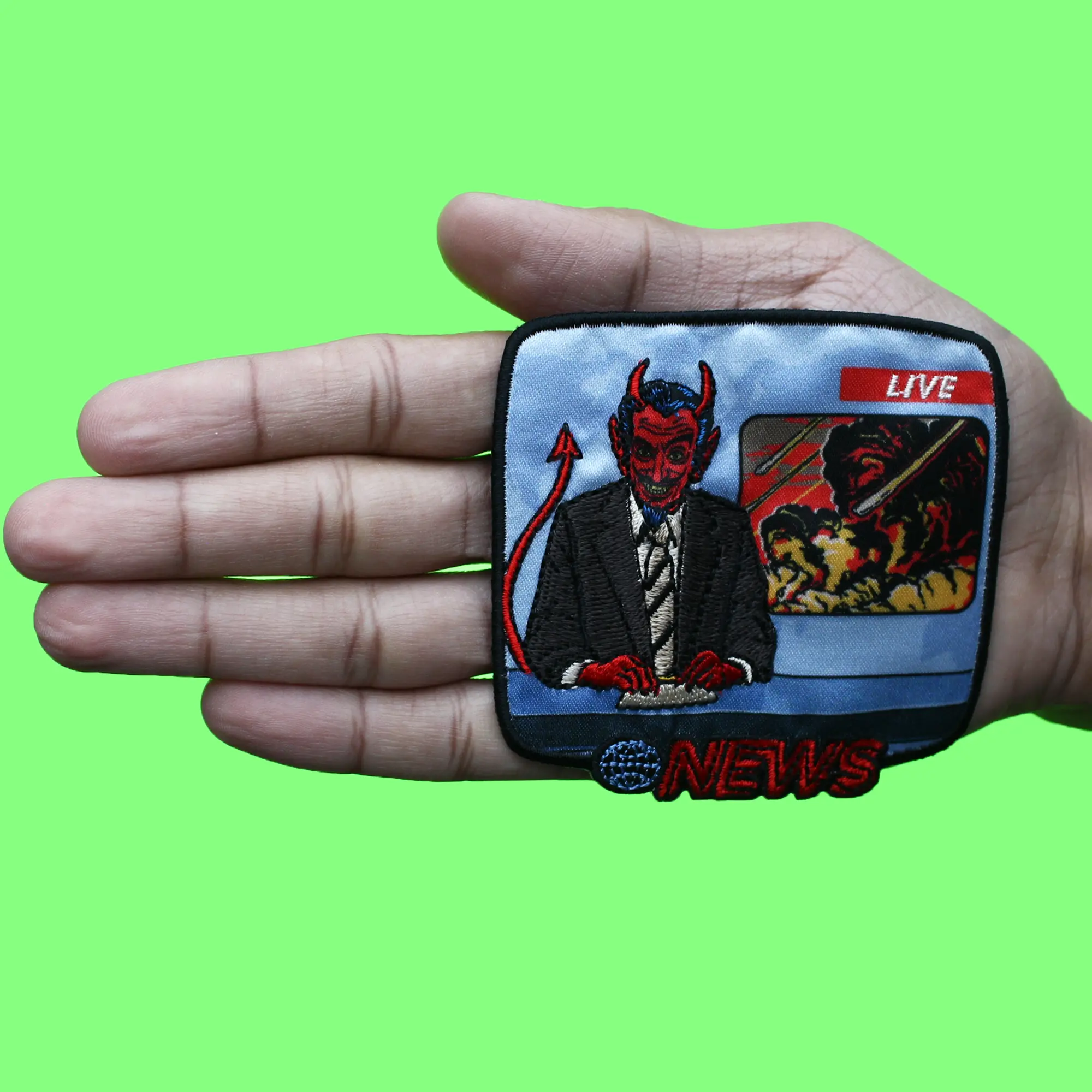 Steven Rhodes Breaking News Patch Devil Reporter News Embroidered Iron On - Image 2