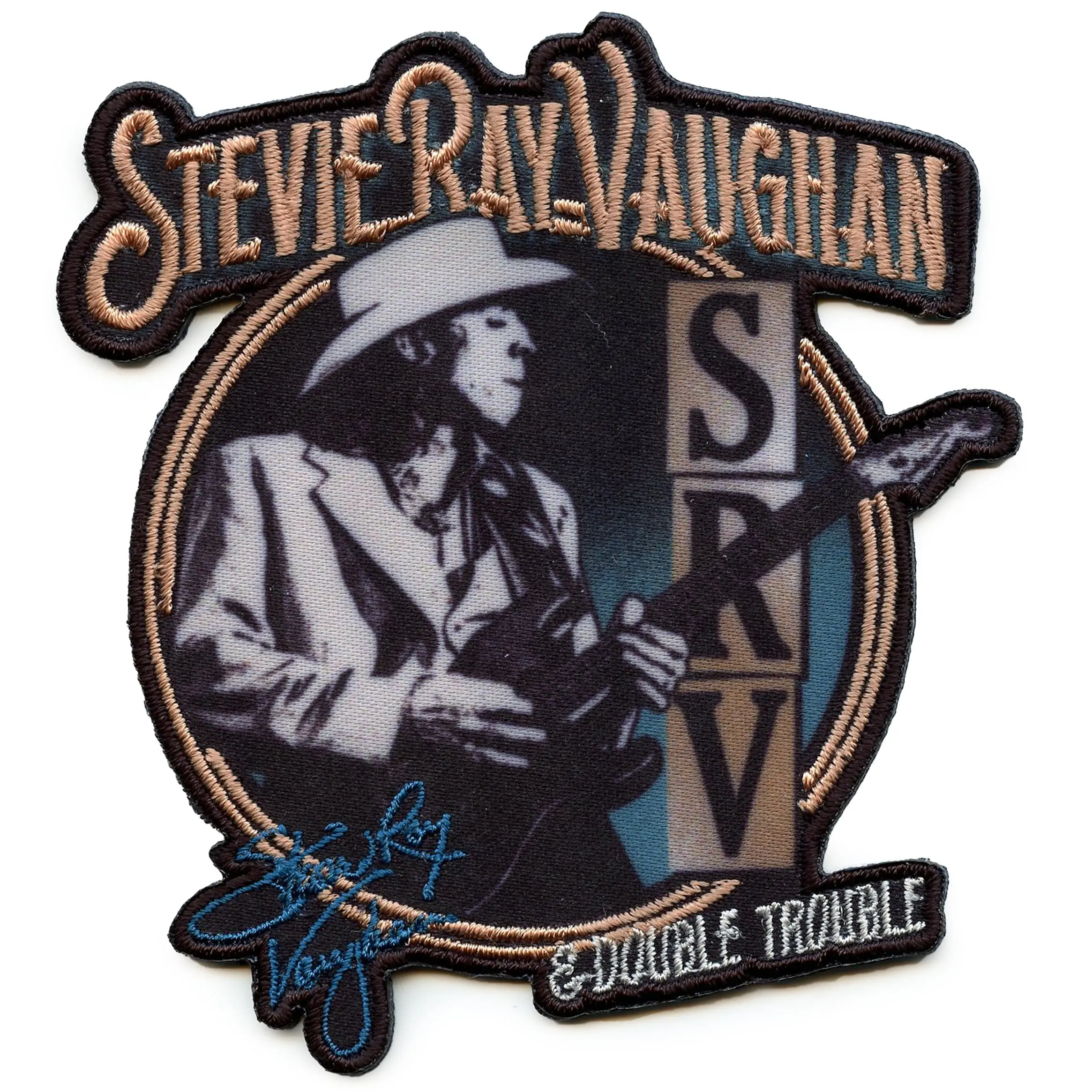 Stevie Ray Vaughan Circle Patch Western Blues Music Sublimated Embroidered Iron On
