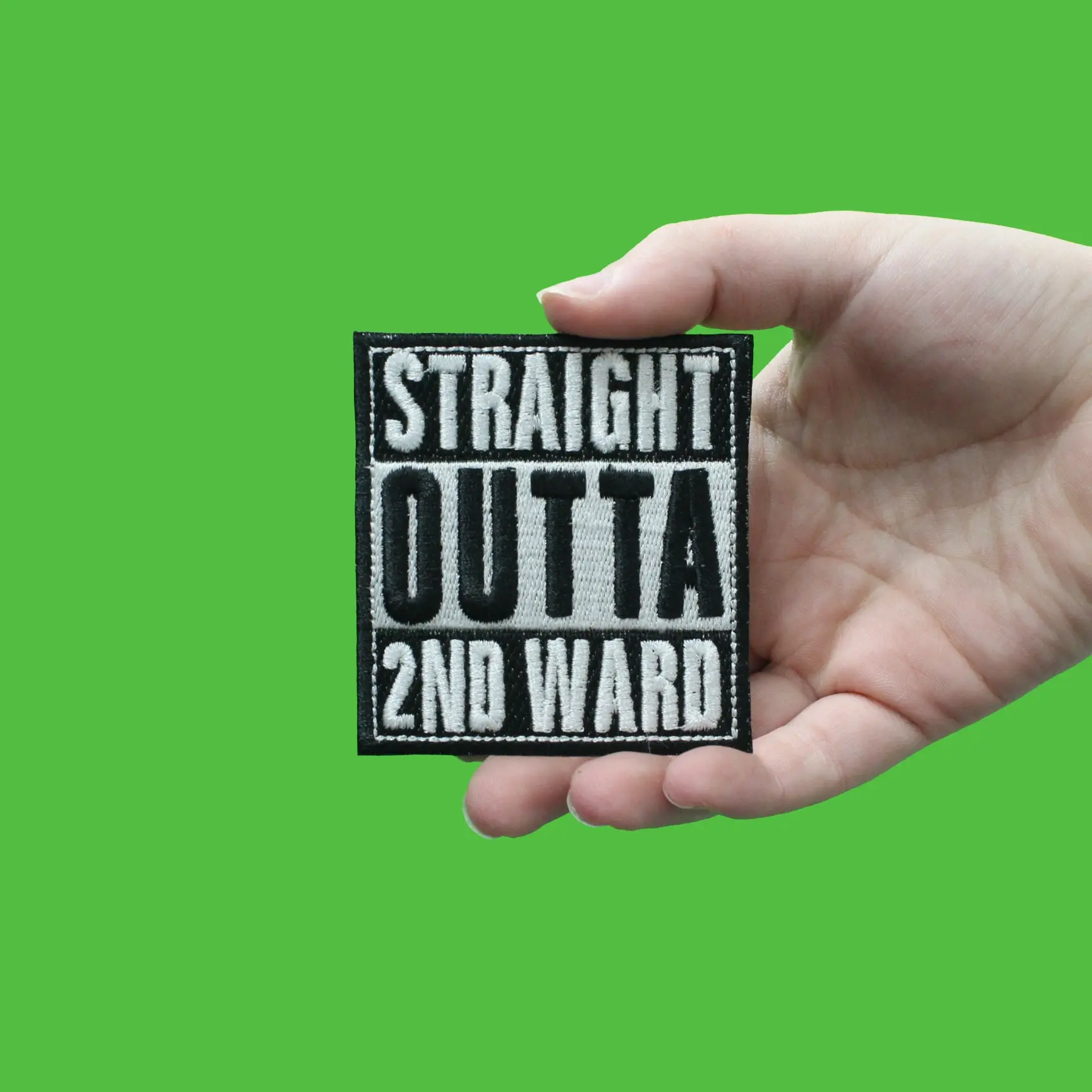 Straight Outta 2nd Ward Houston Texas Box Logo Embroidered Iron On Patch - Image 2