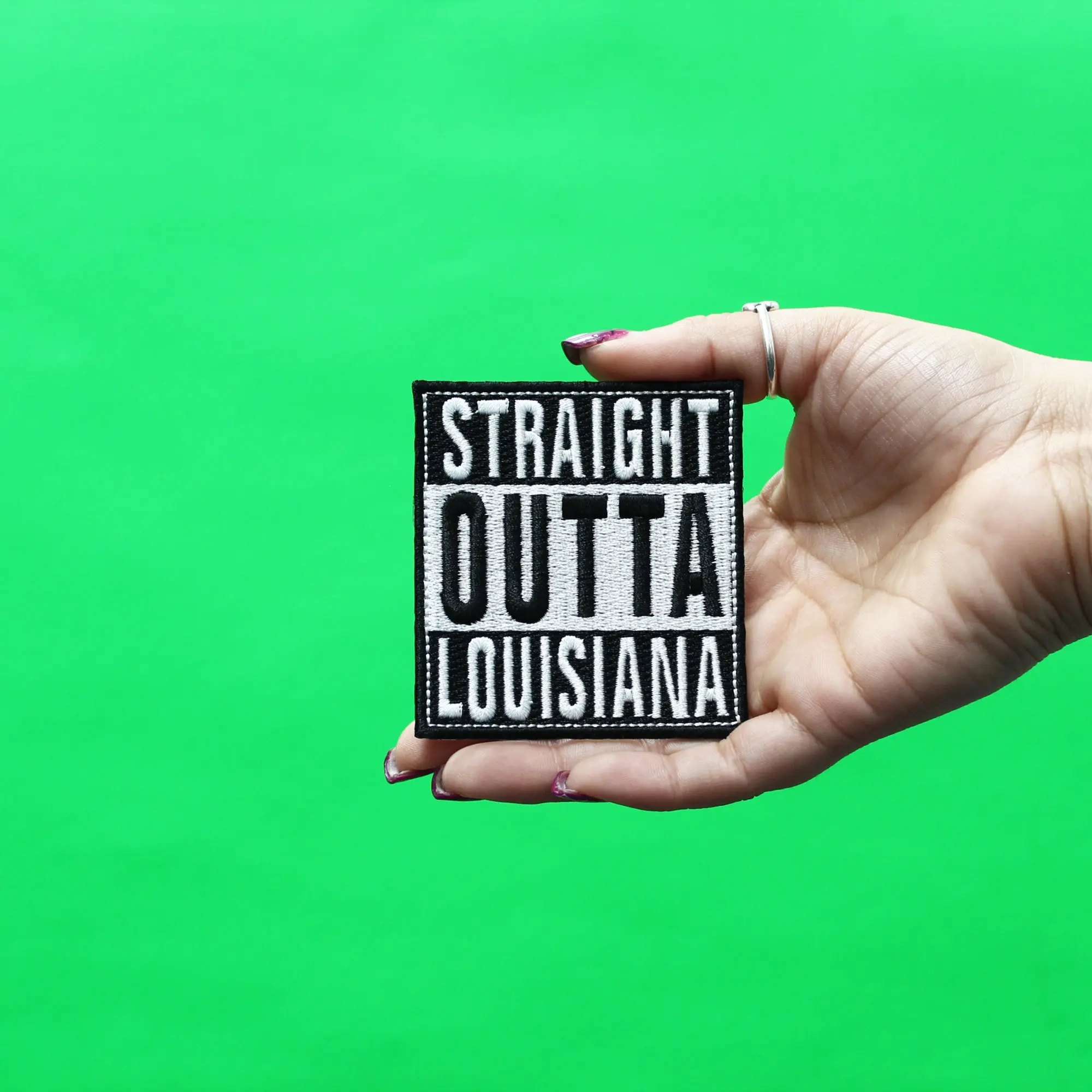 Straight Outta Louisiana Patch Embroidered Iron On - Image 2