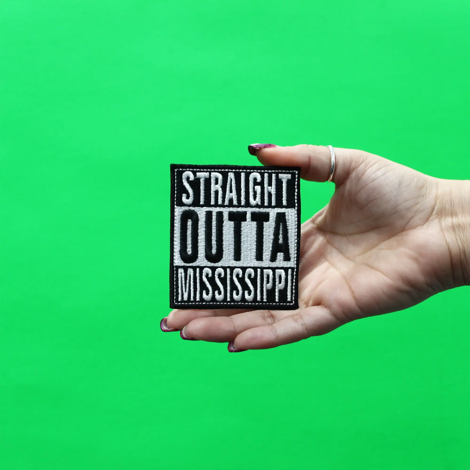 Straight Outta Mississippi Patch Embroidered Iron On - Image 2