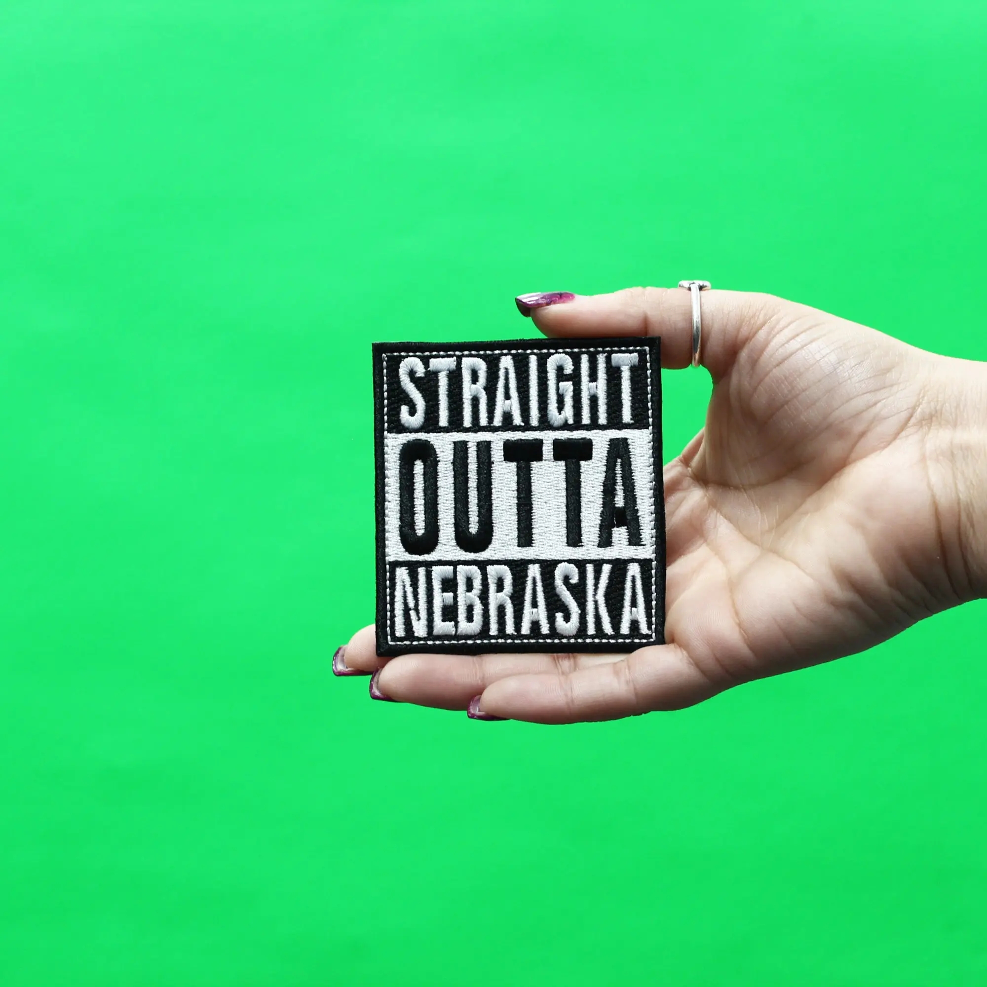 Straight Outta Nebraska Patch Embroidered Iron On - Image 2