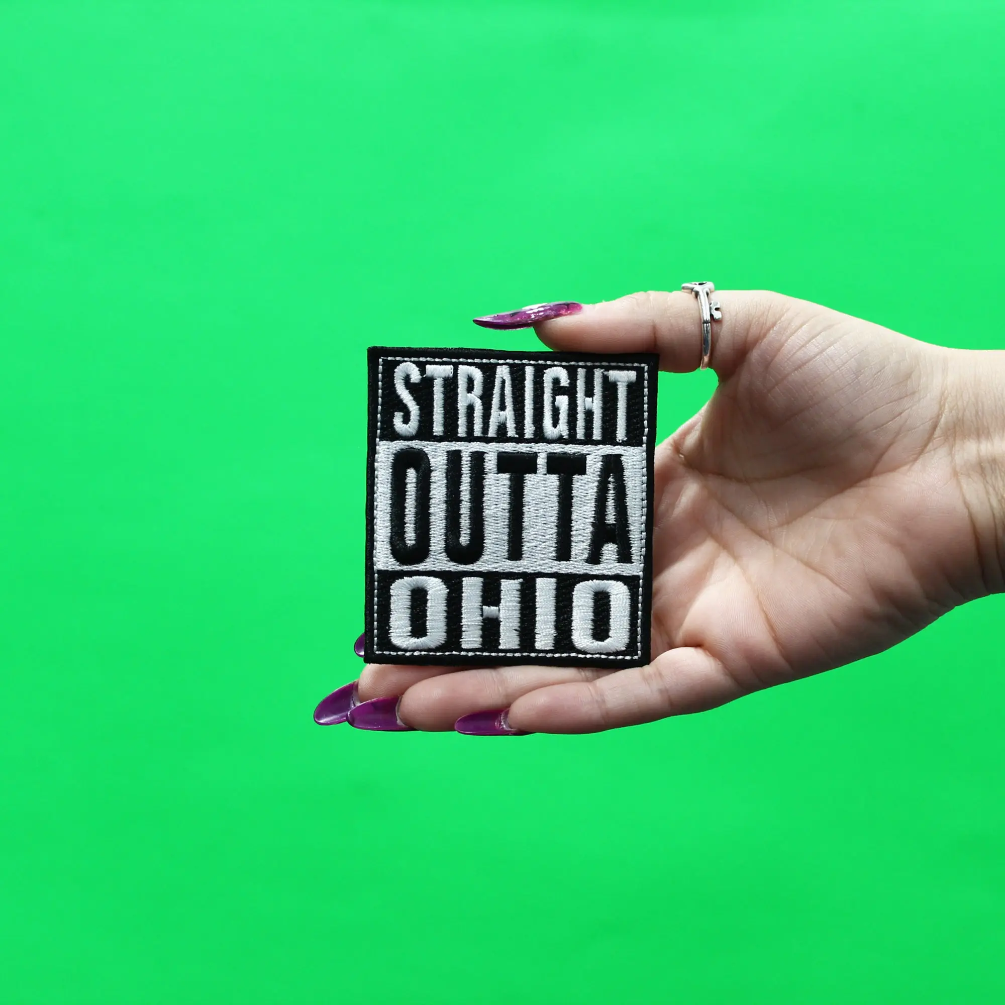 Straight Outta Ohio Patch Embroidered Iron On - Image 2