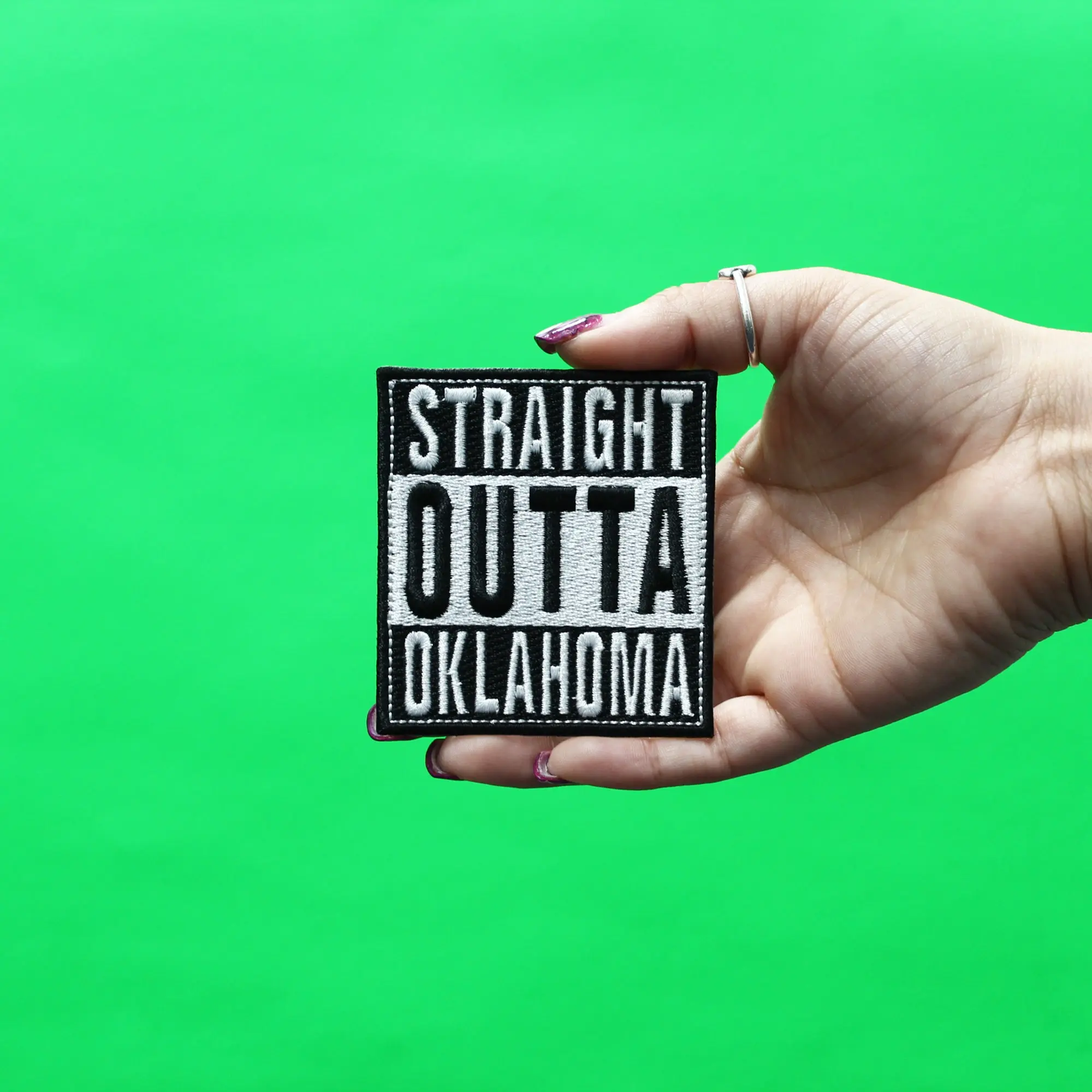Straight Outta Oklahoma Patch Embroidered Iron On - Image 2