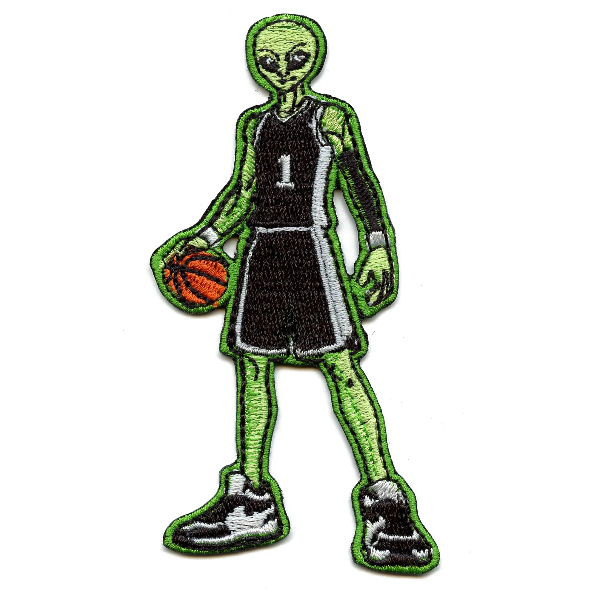 Tall Green Alien #1 Patch Elite Basketball Player Embroidered Iron On
