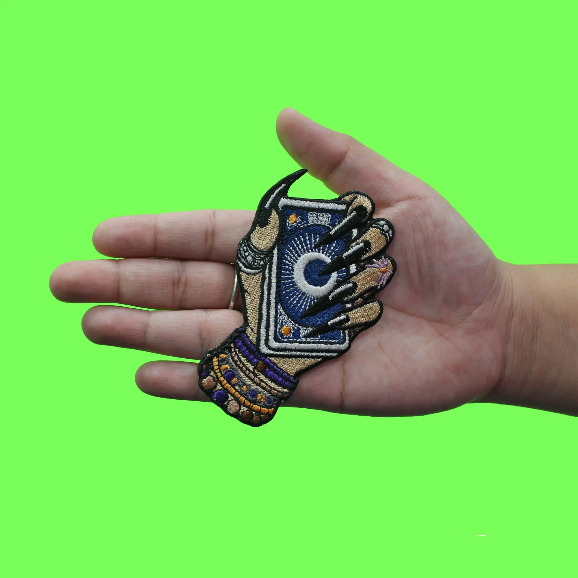 Tarot Hand Card Patch Spiritual Readings Mythology Embroidered Iron On - Image 2