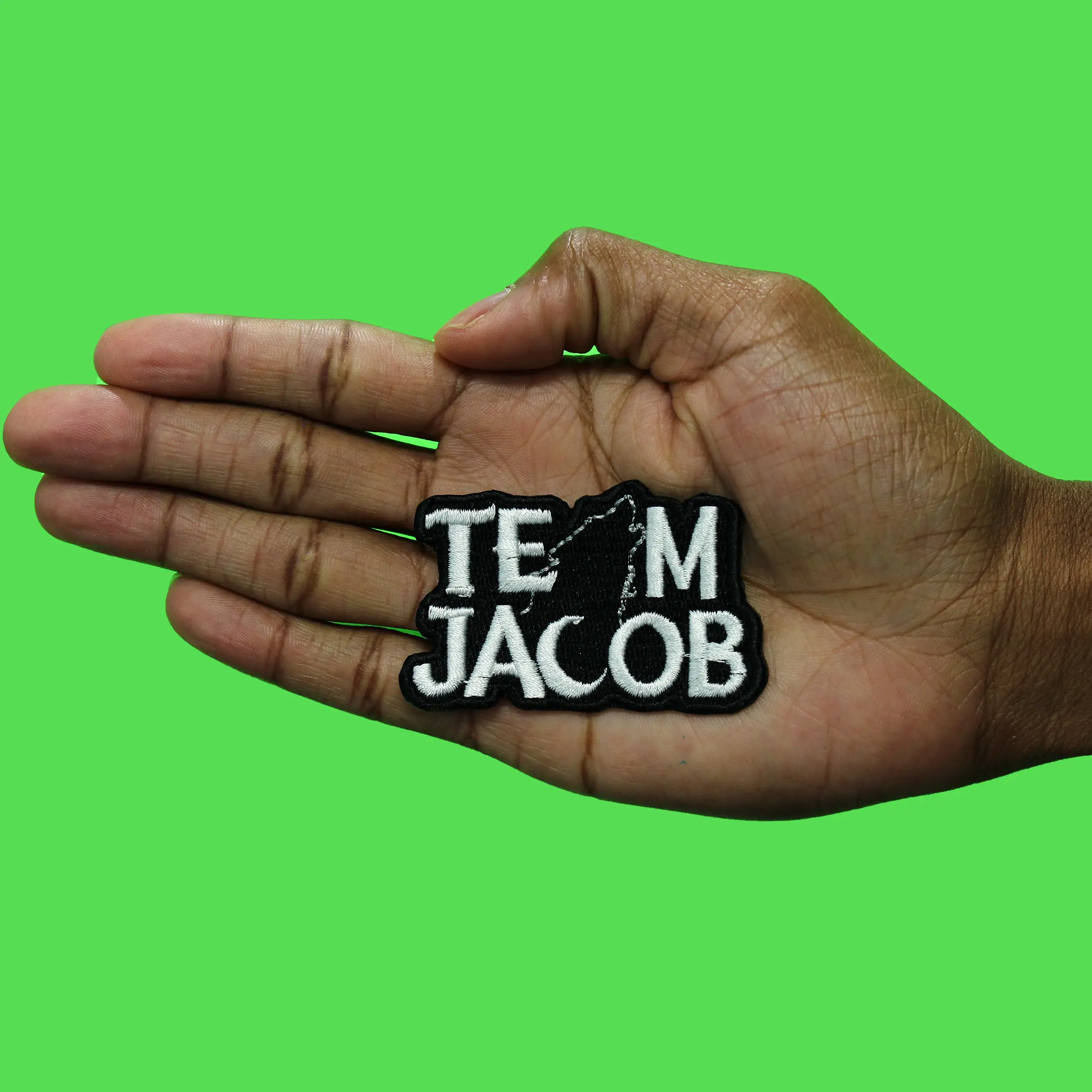 Team Jacob Script Patch Vampire Werewolf Howl Embroidered Iron On - Image 2