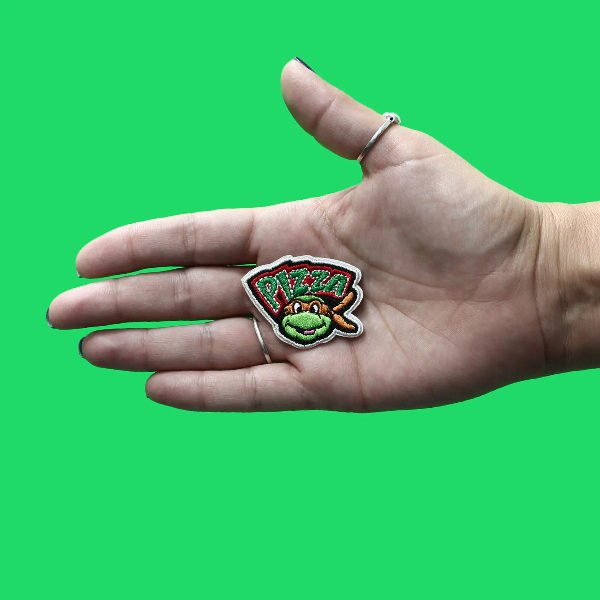 Teenage Mutant Ninja Turtles Michelangelo Pizza Patch Nostalgic 80s Cartoon Embroidered Iron On - Image 2
