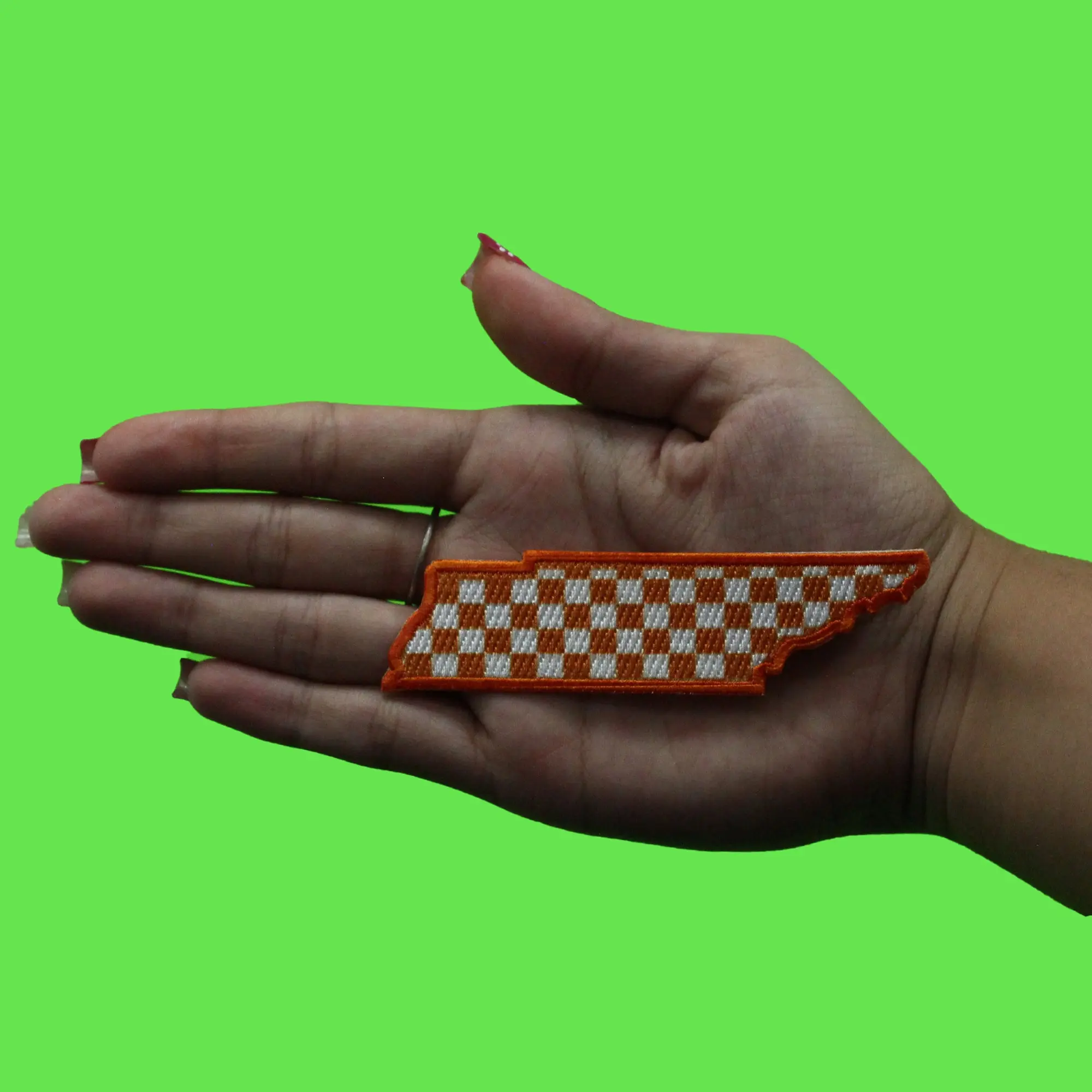 Tennessee Checkered State Patch Orange Place Support Embroidered Iron On - Image 2