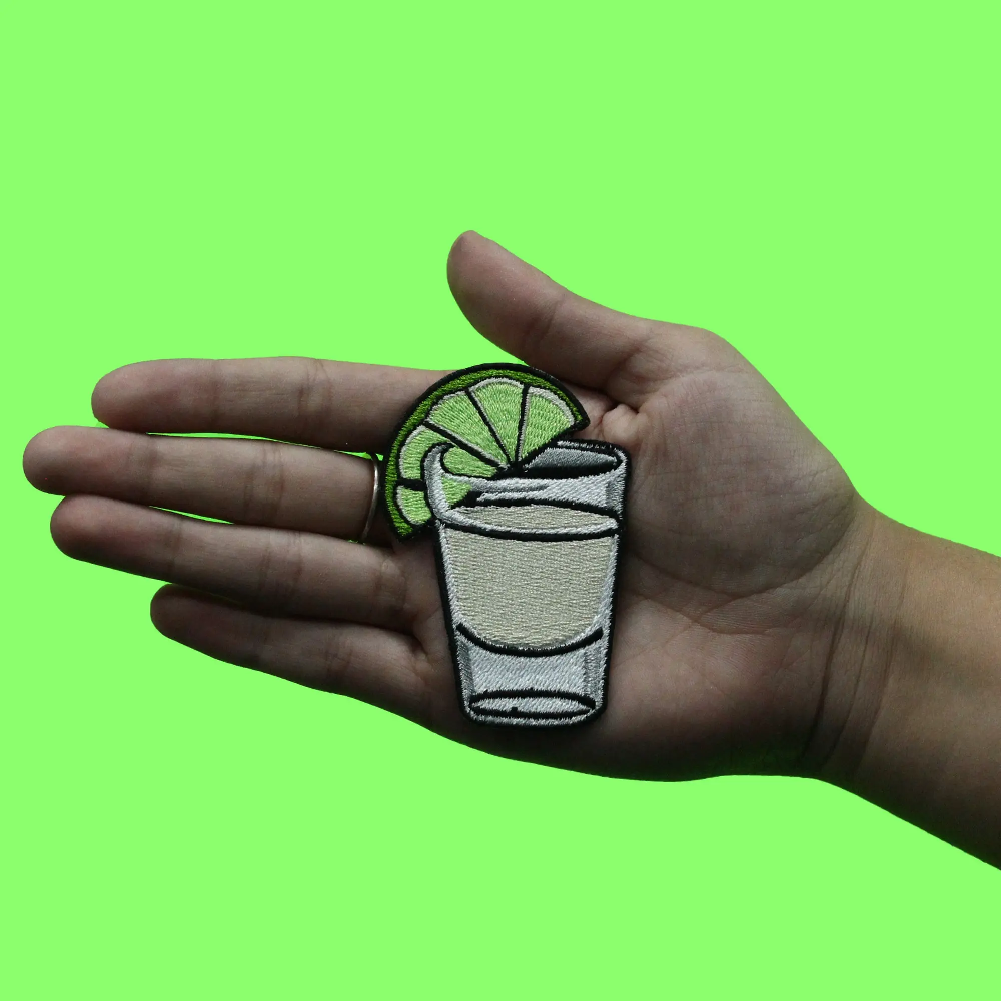 Tequila Shot With Lime Patch Hard Liquor Drink Embroidered Iron On - Image 2