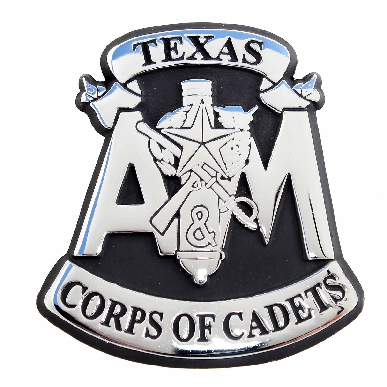 Texas A&M ATM Aggies Corps of Cadets Solid Metal Chrome Emblem AMG