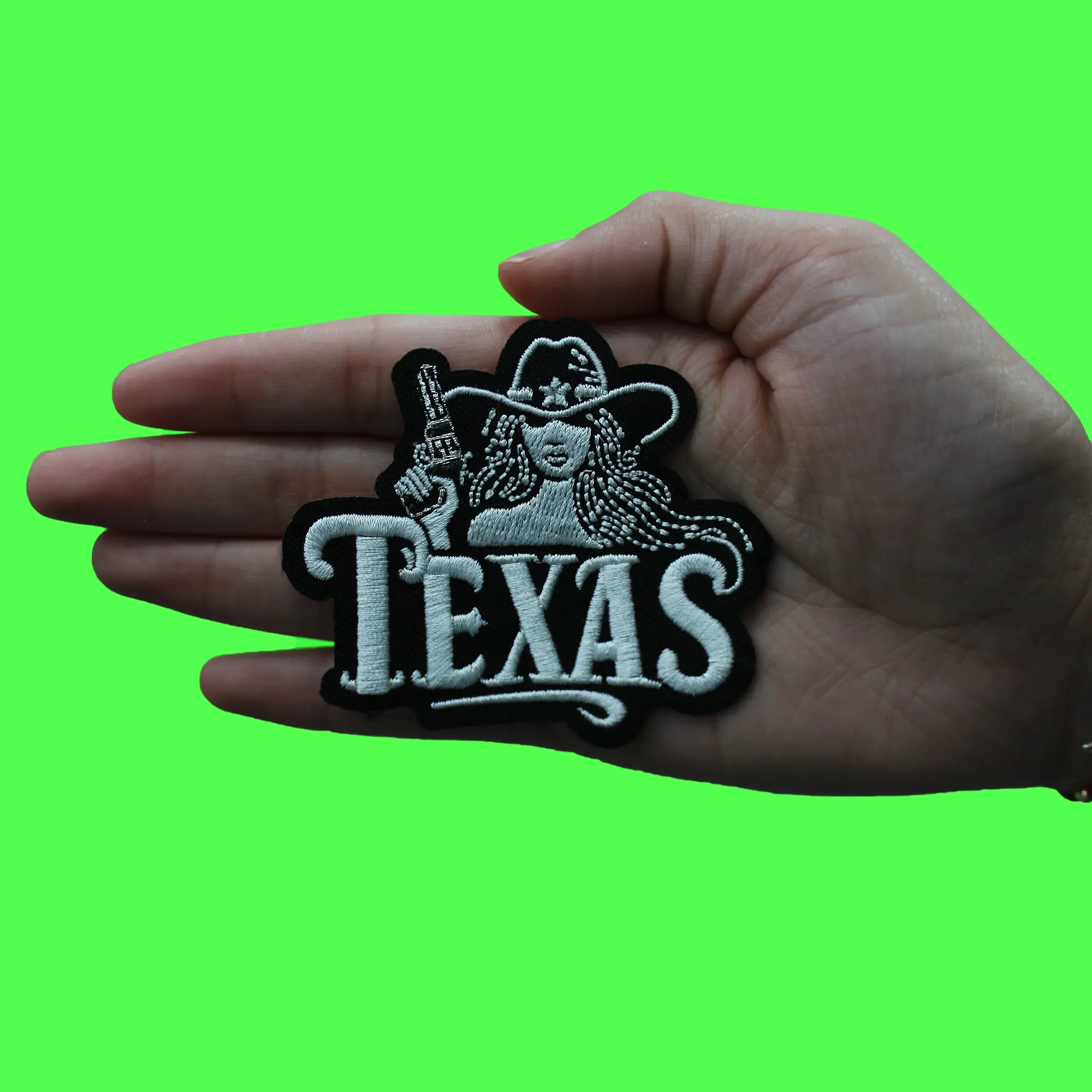 Texas Gun Girl Patch Western Cowgirl Aesthetic Embroidered Iron On - Image 2