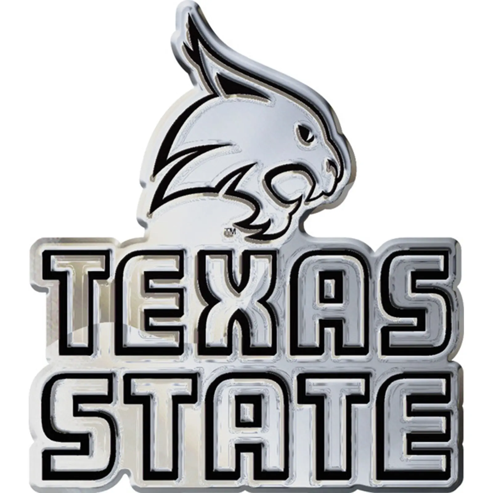 Texas State Bobcats Logo Chrome Premium Solid Metal Car Auto Emblem