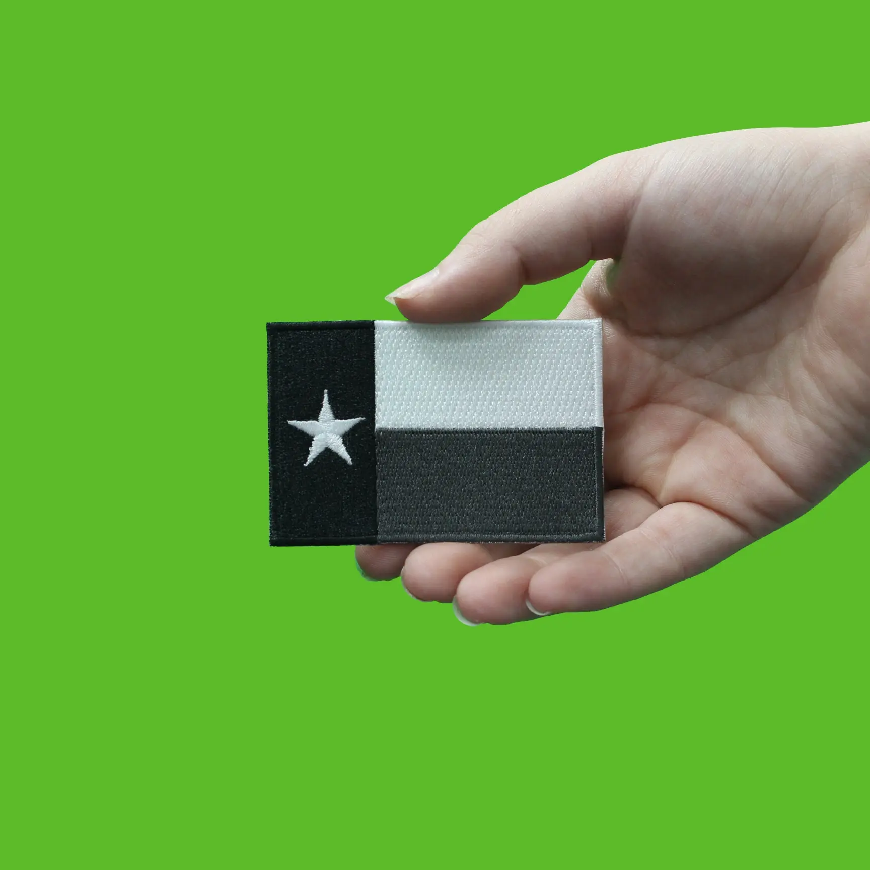 Texas State Flag Black And White Grayscale Embroidered Iron On Patch - Image 2