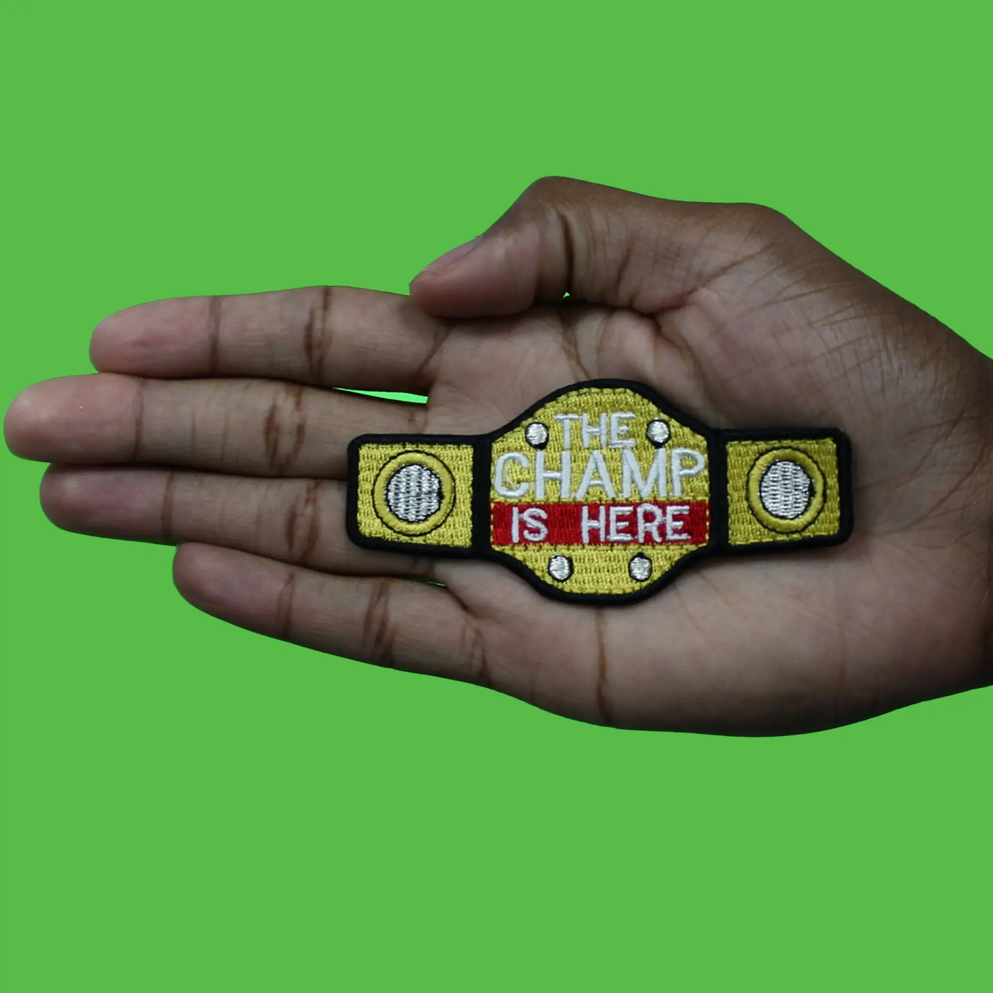 The Champ Is Here Patch Wrestling Championship Belt Embroidered Iron On - Image 2