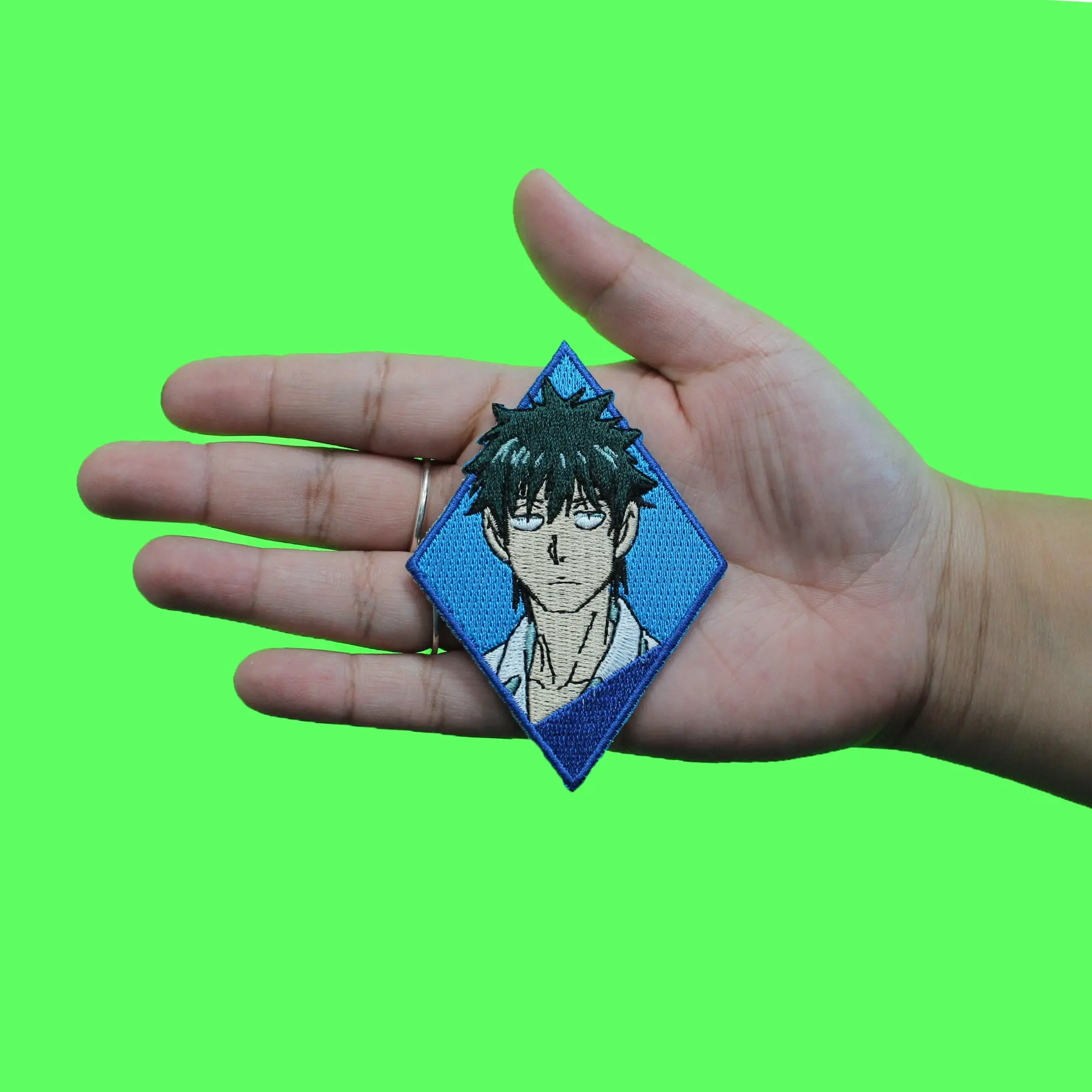 The God Of High School Han Patch Head Shot Blue Dimond Embroidered Iron On - Image 2