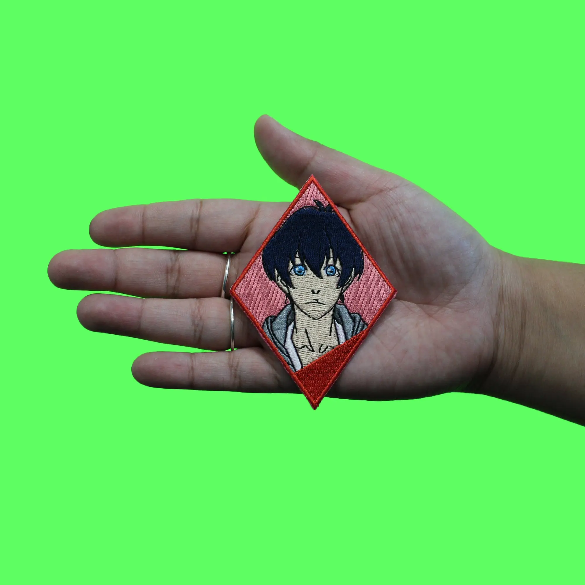 The God Of High School Park Patch Red Dimond Head Shot Embroidered Iron On - Image 2