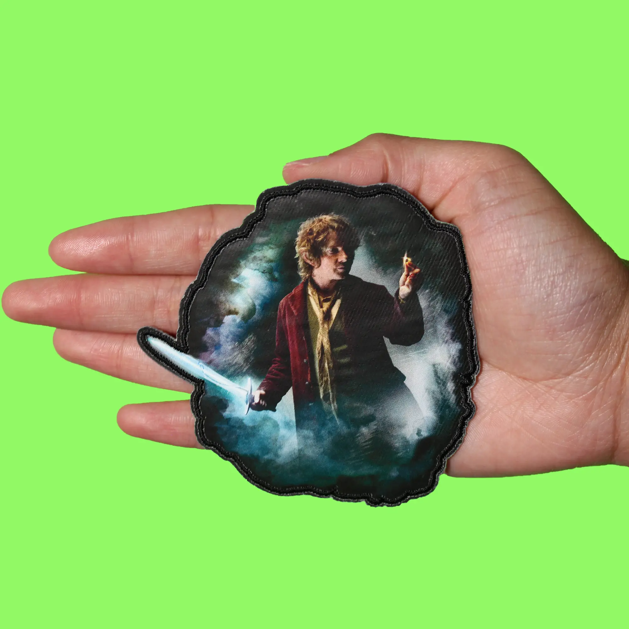 The Lord Of The Rings Patch Bilbo Holding Ring Sublimated Iron On - Image 2