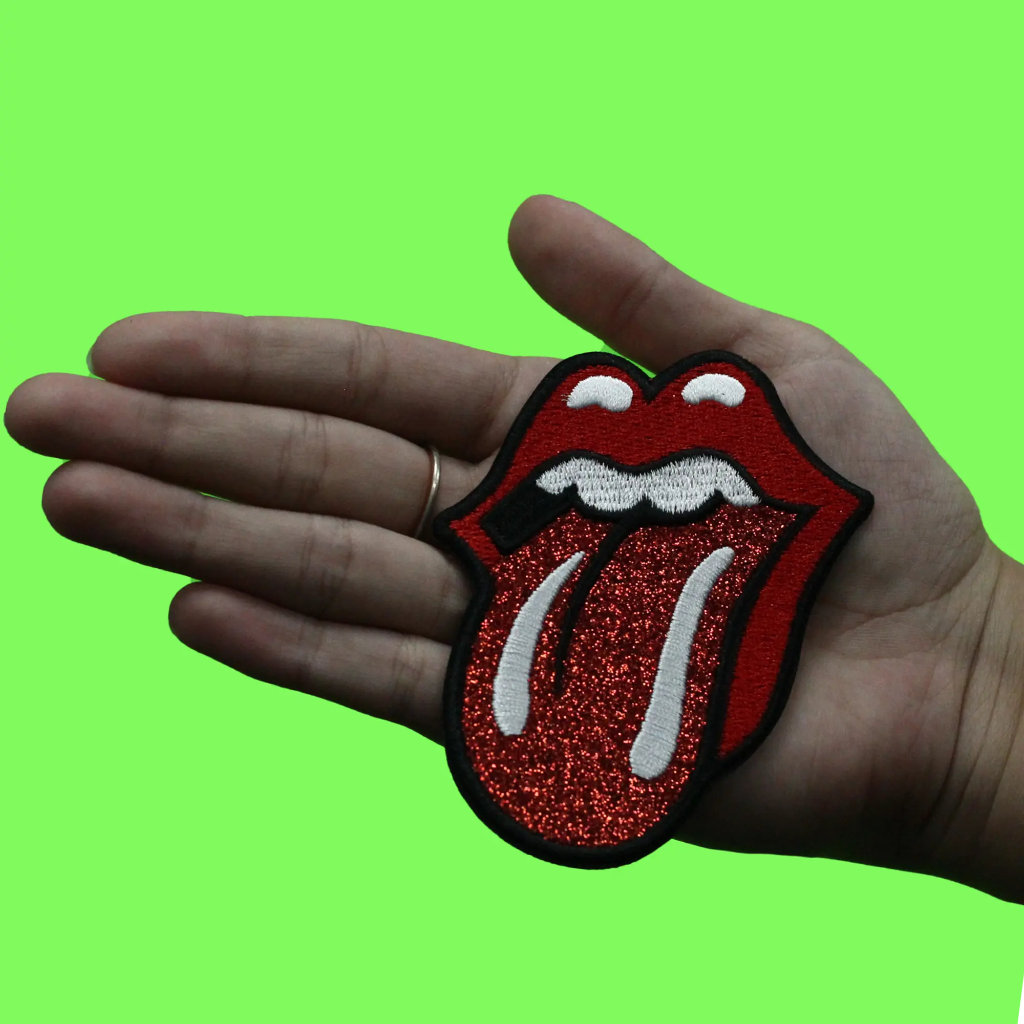 The Rolling Stones Patch Glitter Tongue Embroidered Applique Iron On - Image 2