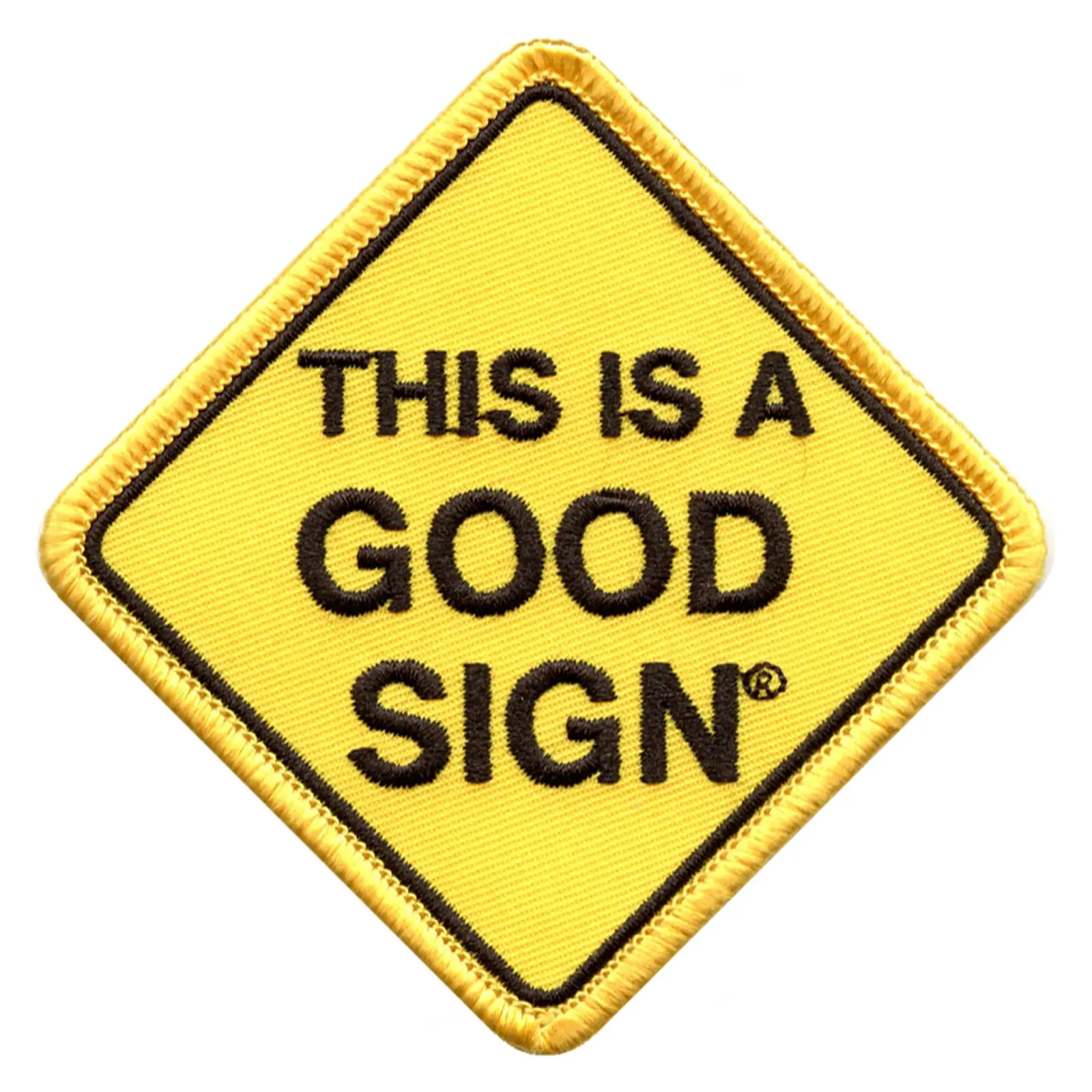 This Is A Good Sign Embroidered Iron On Patch (Yellow) - Image 2