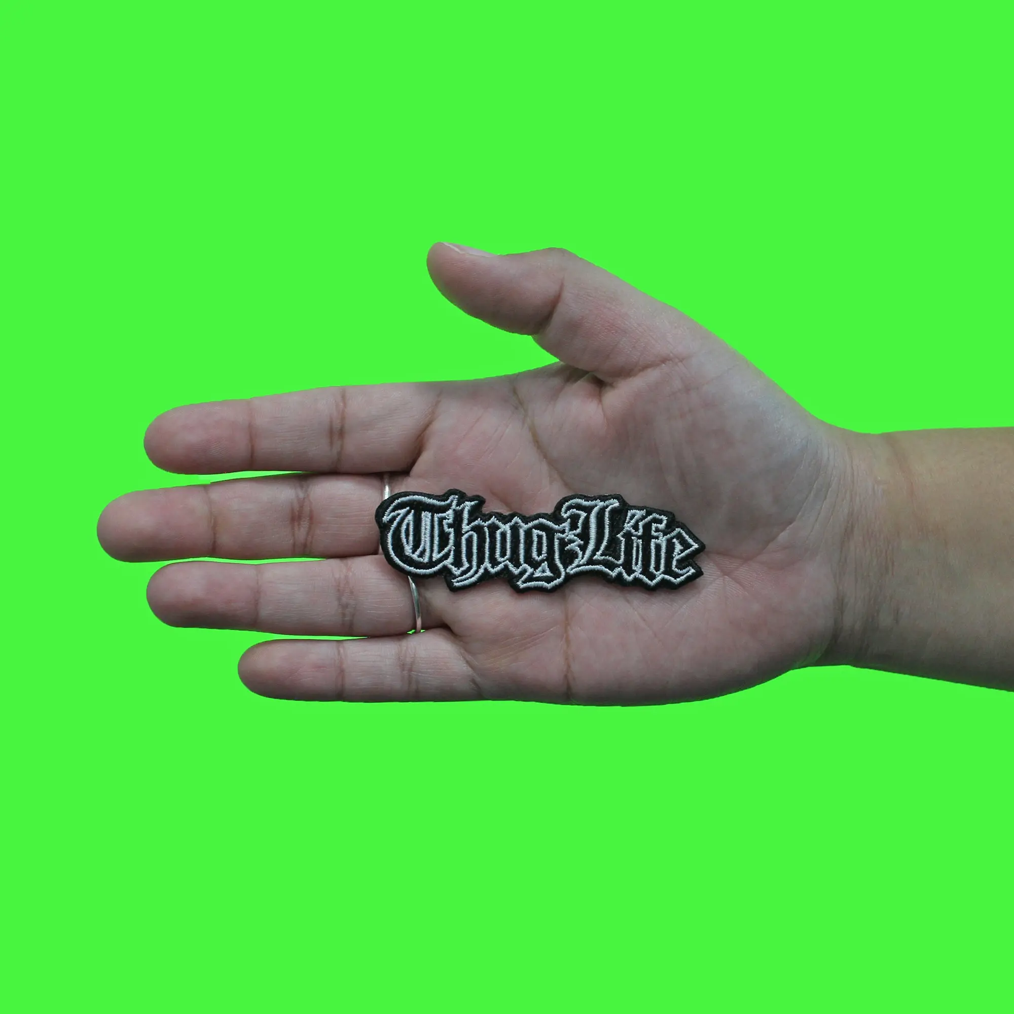 Thug Life Script Patch Old English Hood Embroidered Iron On - Image 2