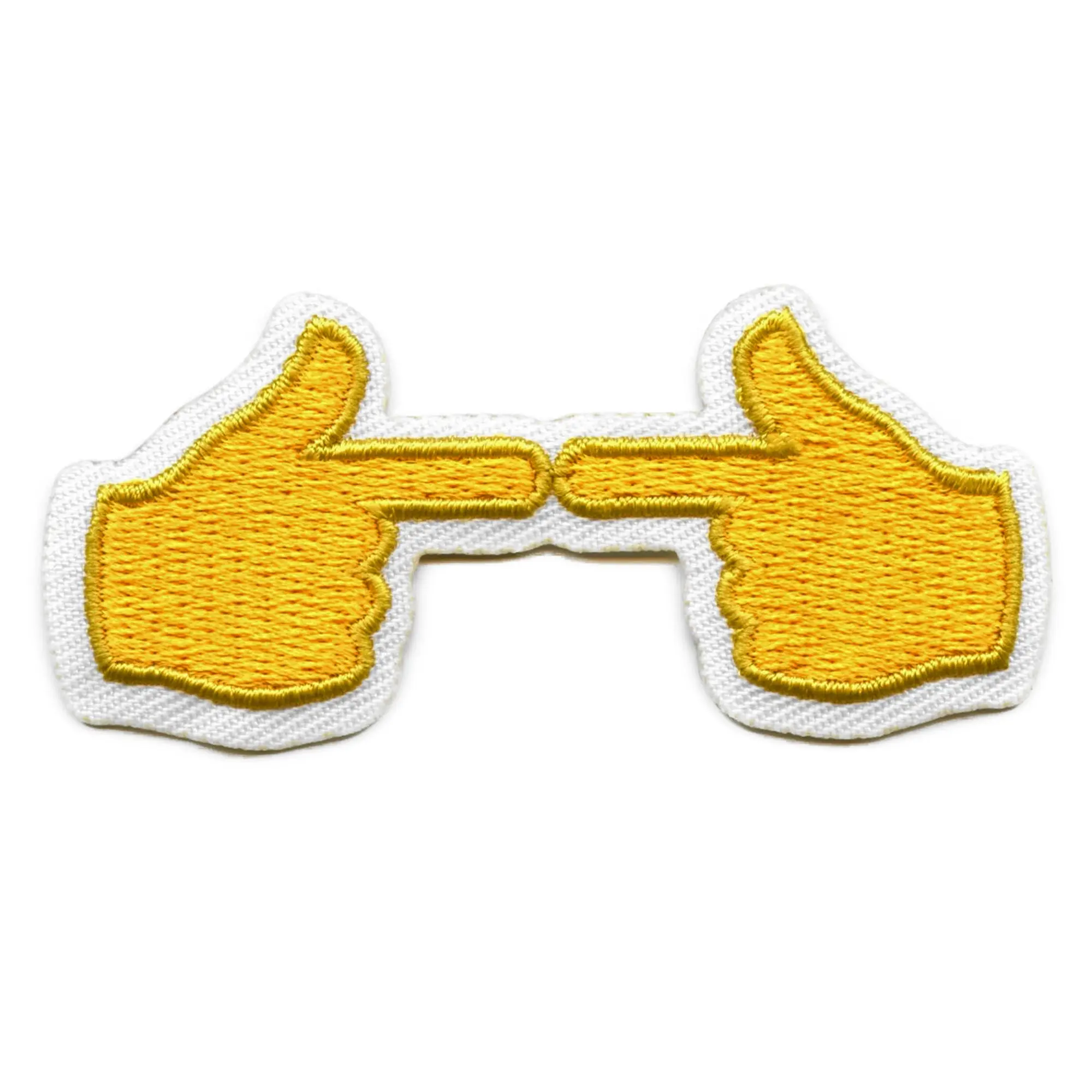 Timid Fingers Shy Patch Bashful Hand Sign Embroidered Iron On