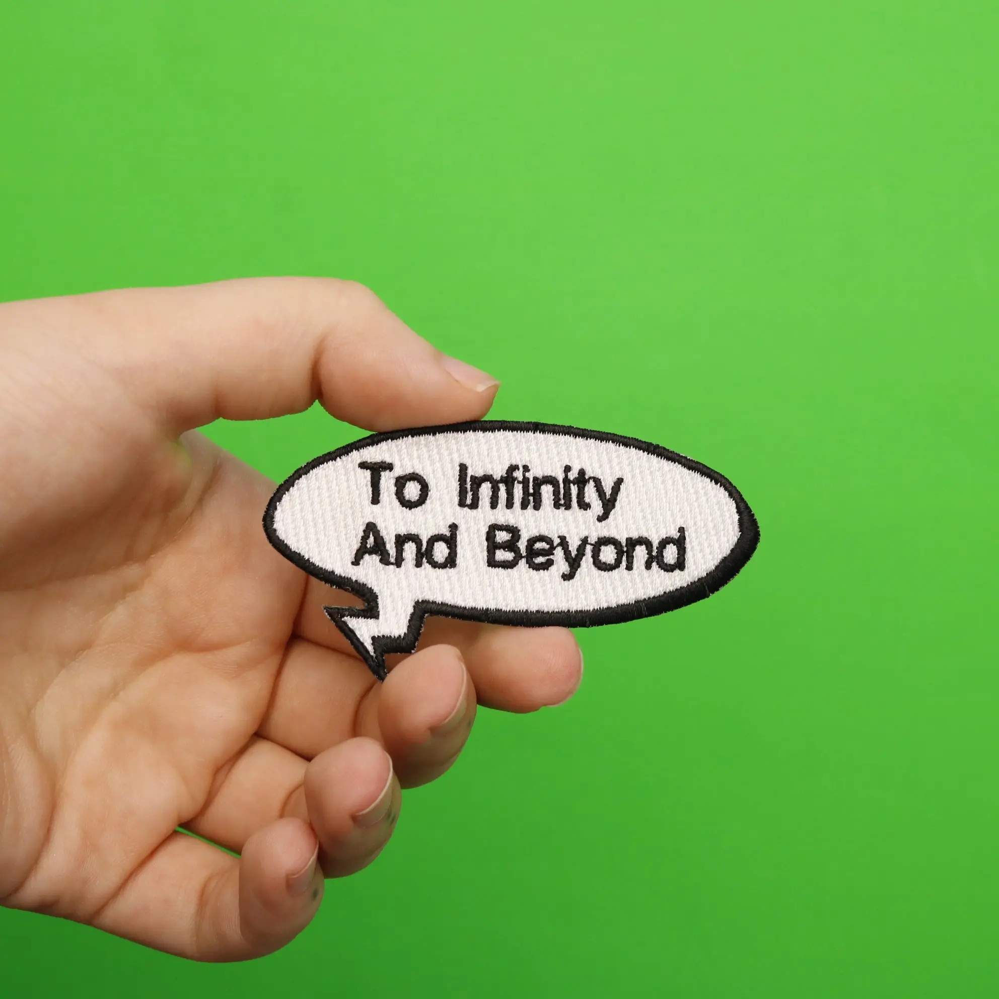 "To Infinity And Beyond!" Word Bubble Embroidered Iron On Patch - Image 2