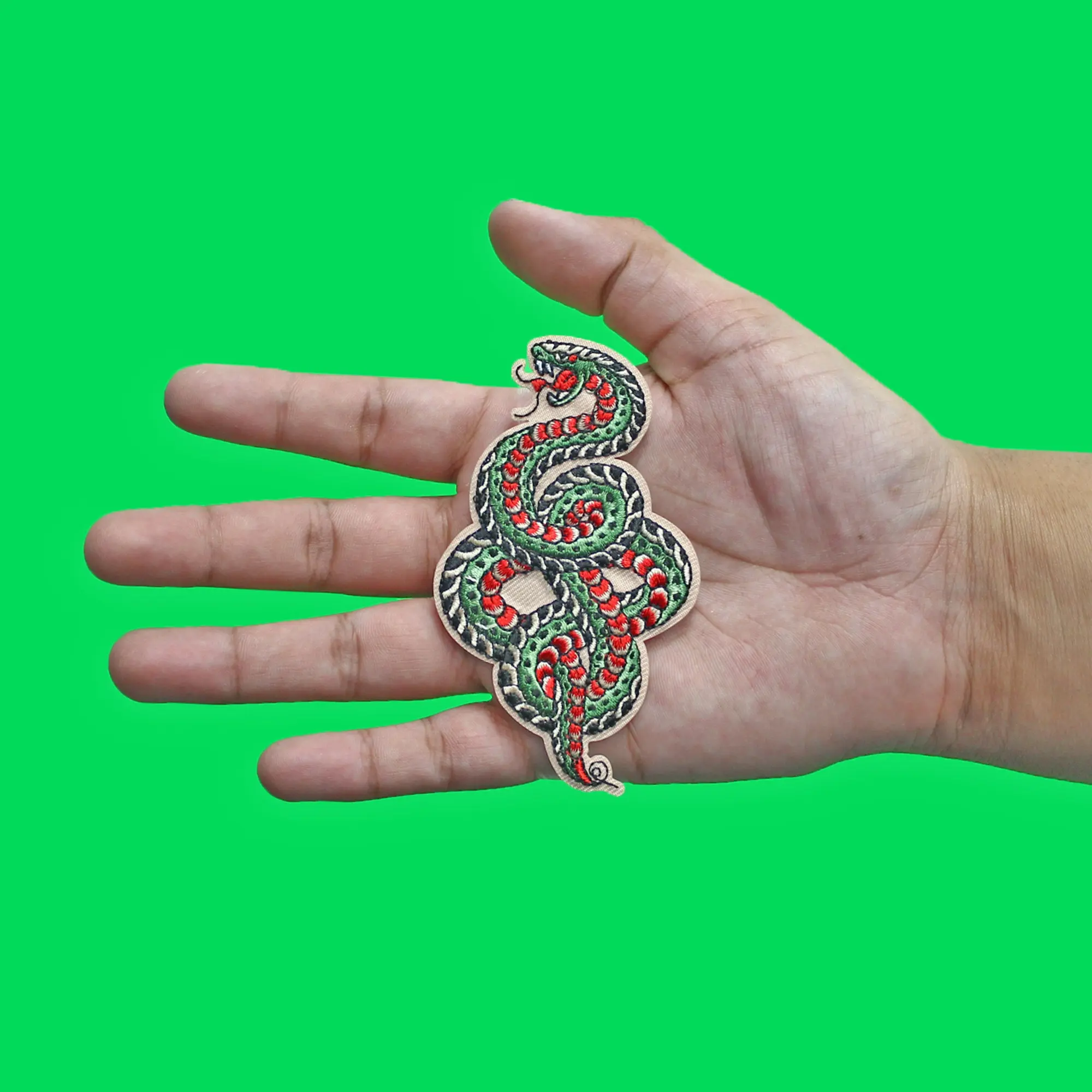 Traditional Snake Tattoo Patch Reptile Art Alternative Embroidered Iron On - Image 2