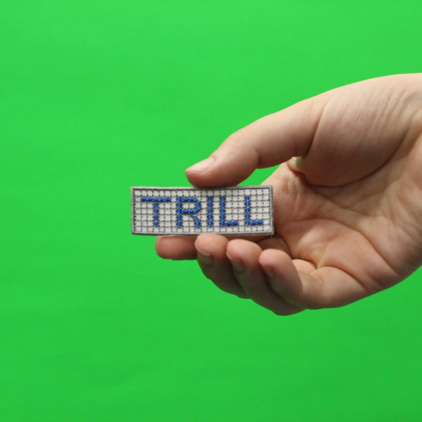 Trill Script Blue Tile Curb Street Sign Iron On Embroidered Patch - Image 2
