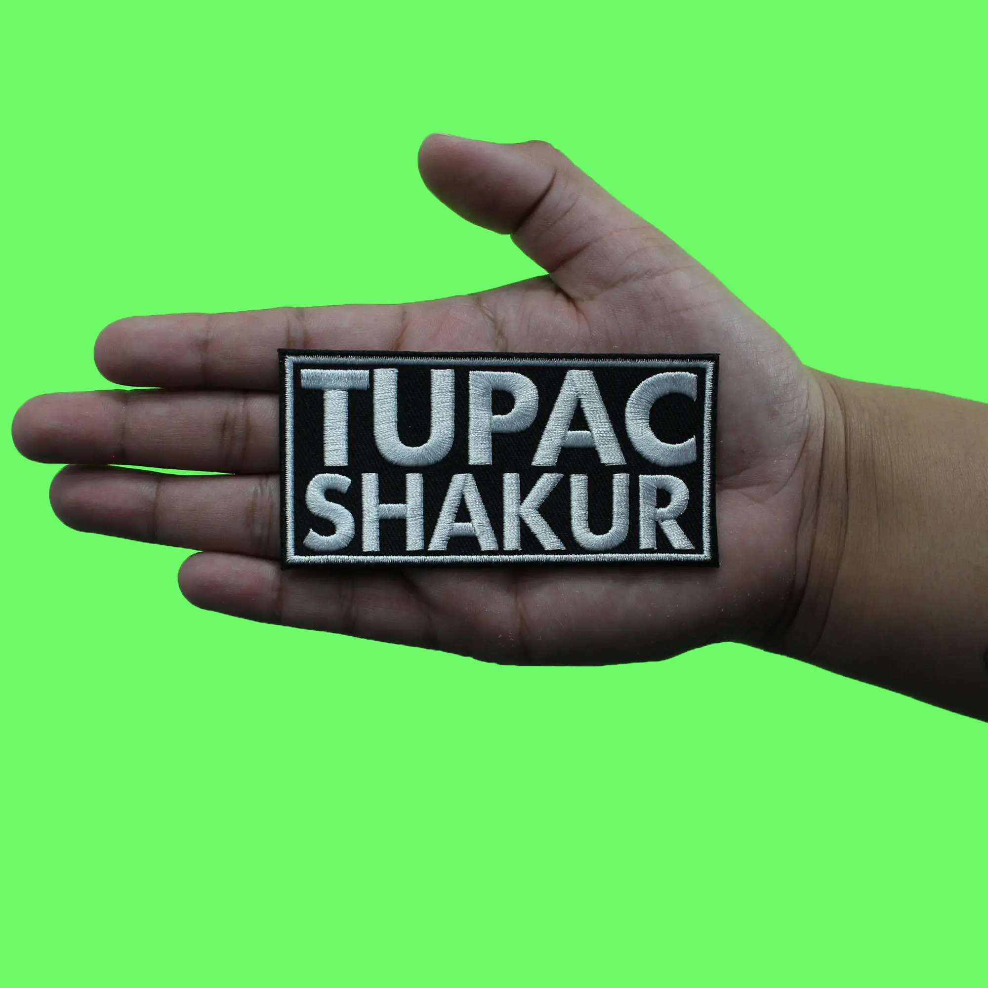 Tupac Shakur Name Logo Silver Patch Iconic Rapper Music Embroidered Iron On - Image 2