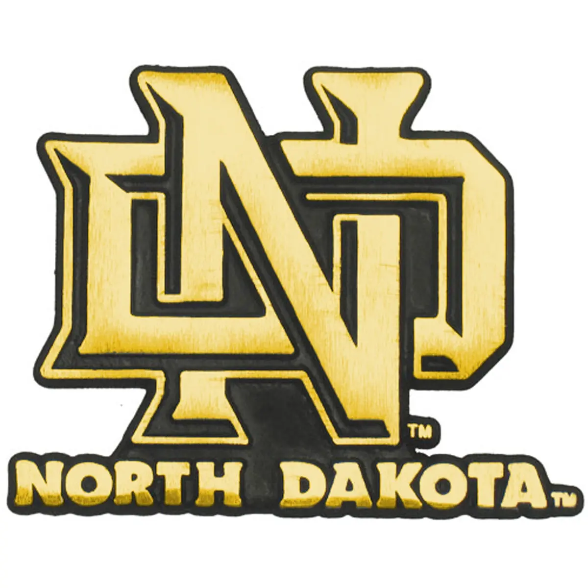 University Of North Dakota Gold "ND" Solid Metal Emblem AMG