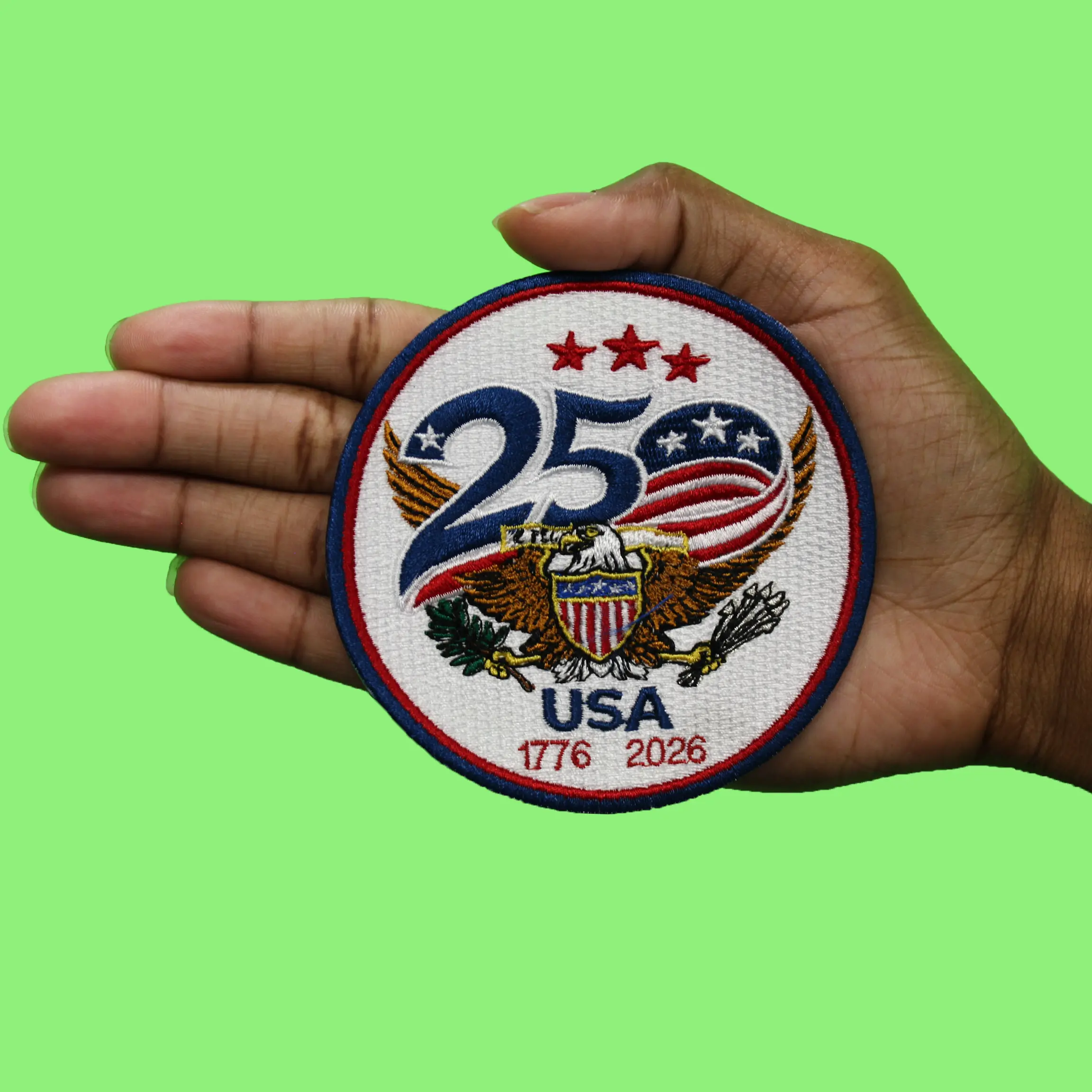 United States 250th Anniversary Patch Patriotic Eagle Independence Embroidered Iron On - Image 2