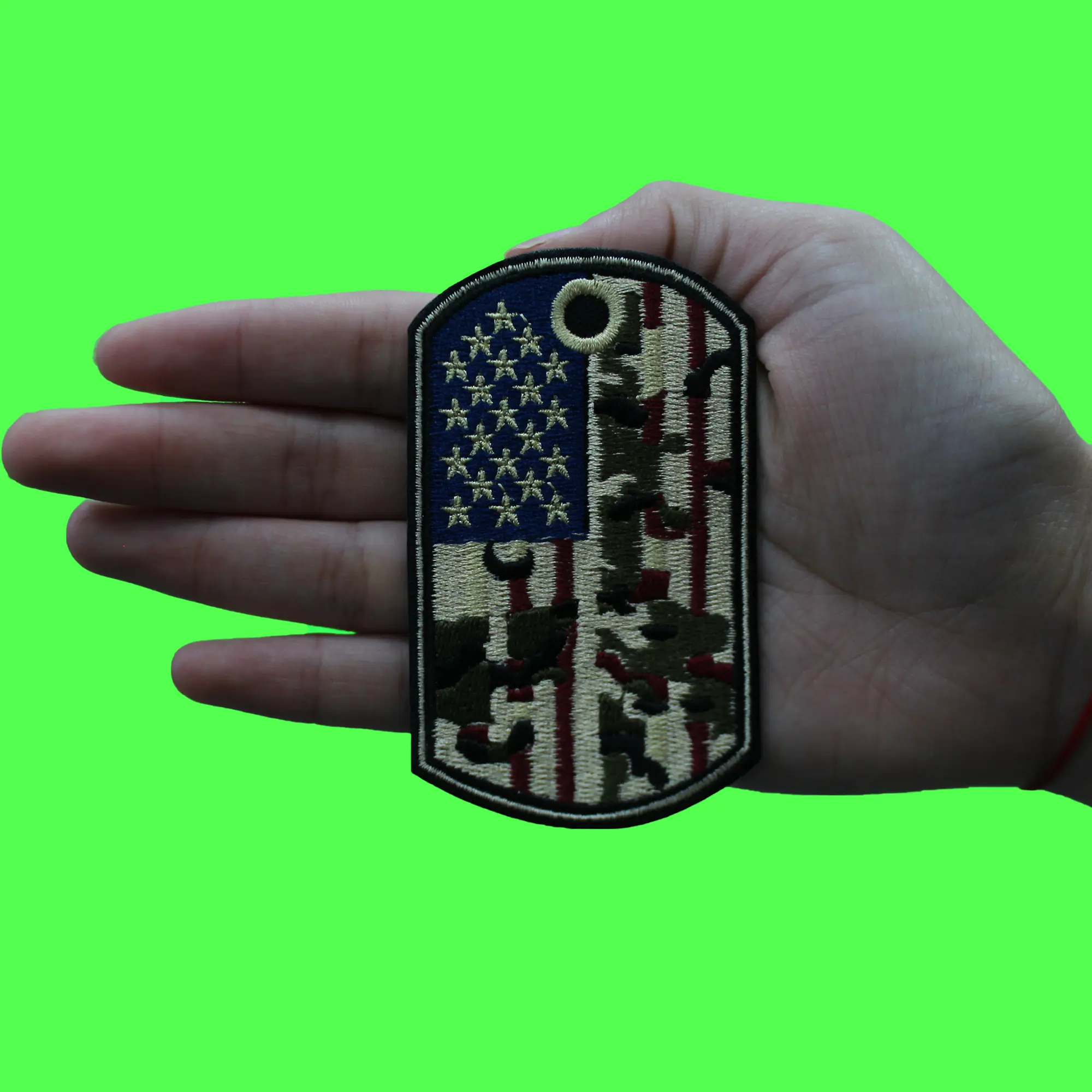 USA Dog Tag Patch Military Army Combat Embroidered Iron On - Image 2