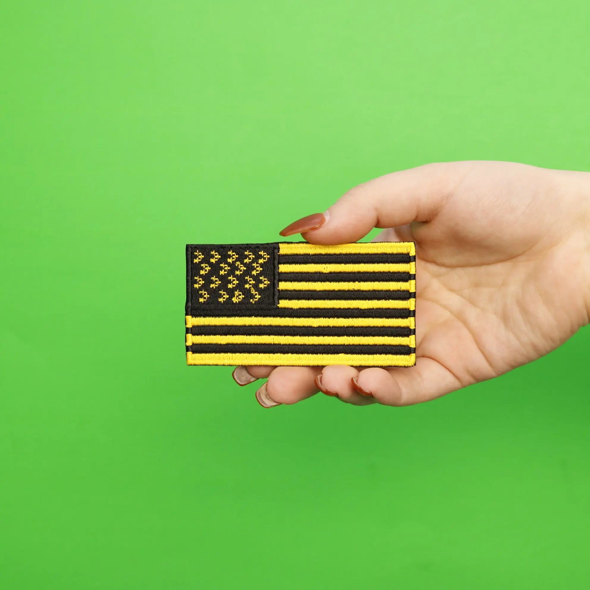 USA Flag Pittsburgh Black & Yellow Football Parody Embroidered Iron On Patch - Image 2