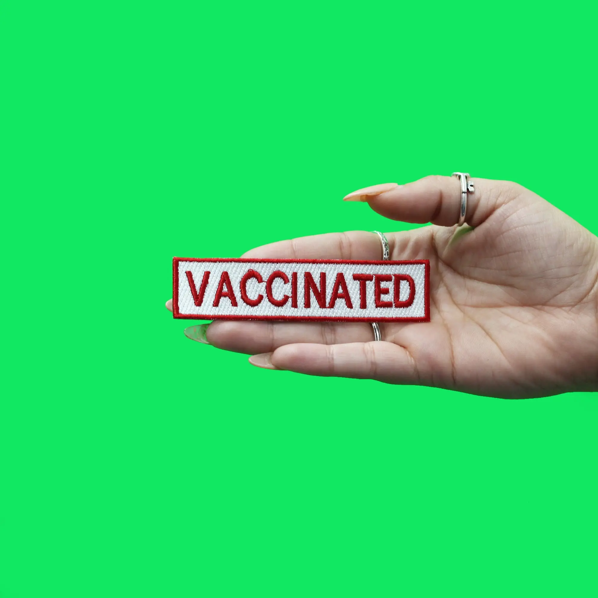 Vaccinated Patch Box Logo Embroidered Iron On - Image 2