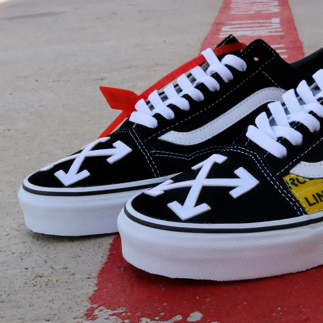 Vans Old Skool x Caution Tape Custom Handmade Shoes By Patch Collection - Image 5