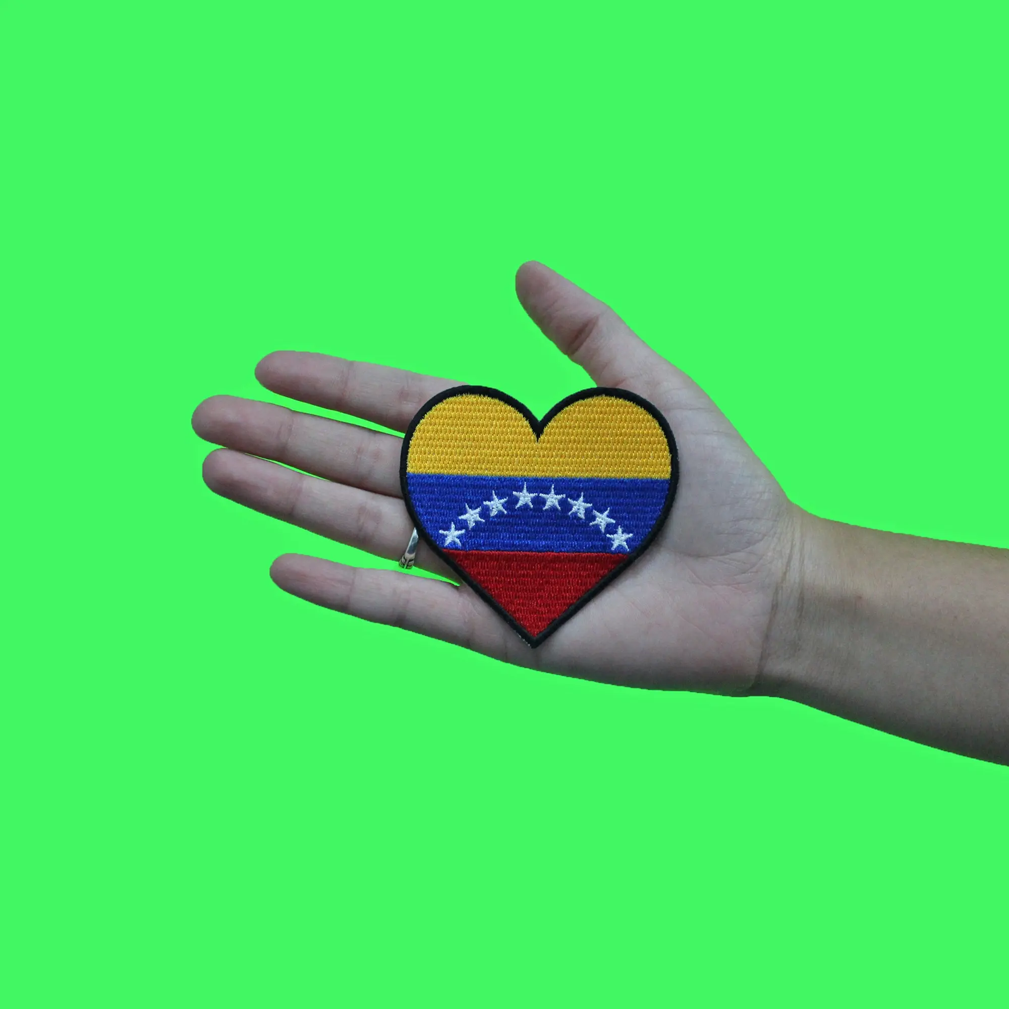 Venezuela Country Flag Patch Heart Hispanic Culture Embroidered Iron On - Image 2