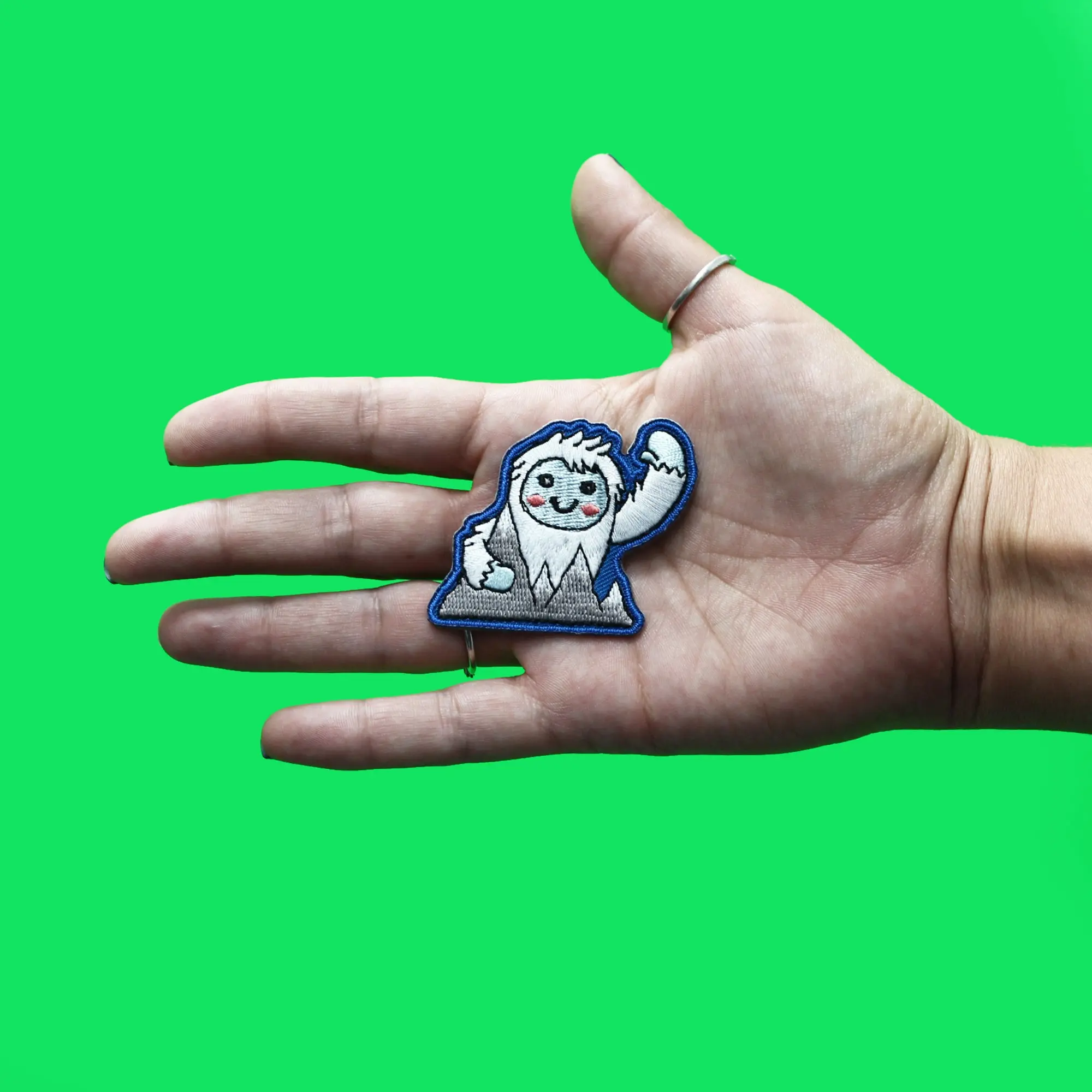 Friendly Yeti Waving Patch Legend Creature Tundra Embroidered Iron On - Image 2