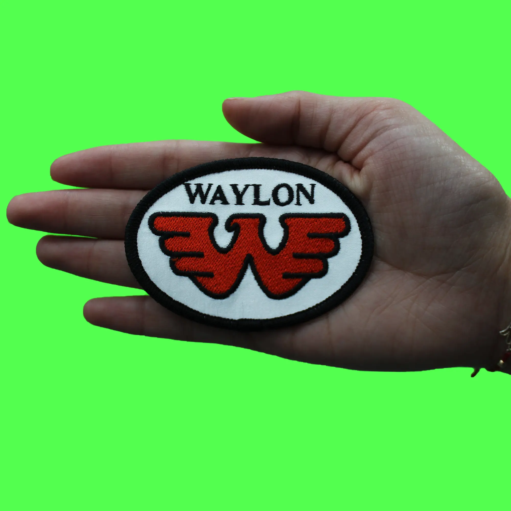 Waylon Jennings Oval Logo Patch Country Music Singer Embroidered Iron-On - Image 2