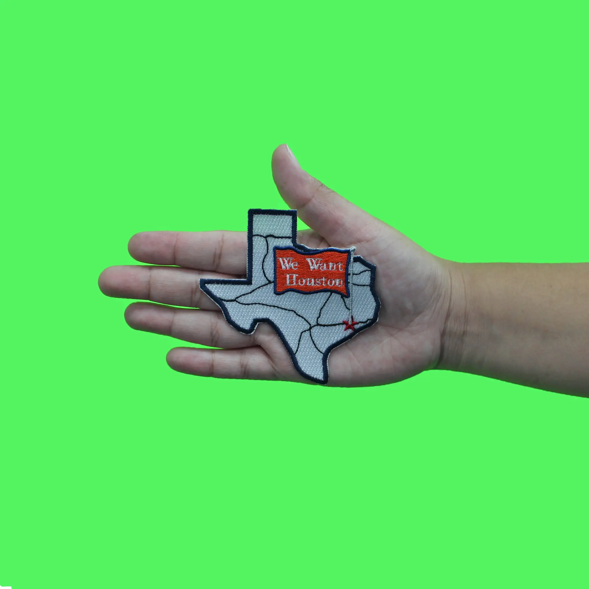 We Want Houston Patch Map State Flag Embroidered Iron On - Image 2