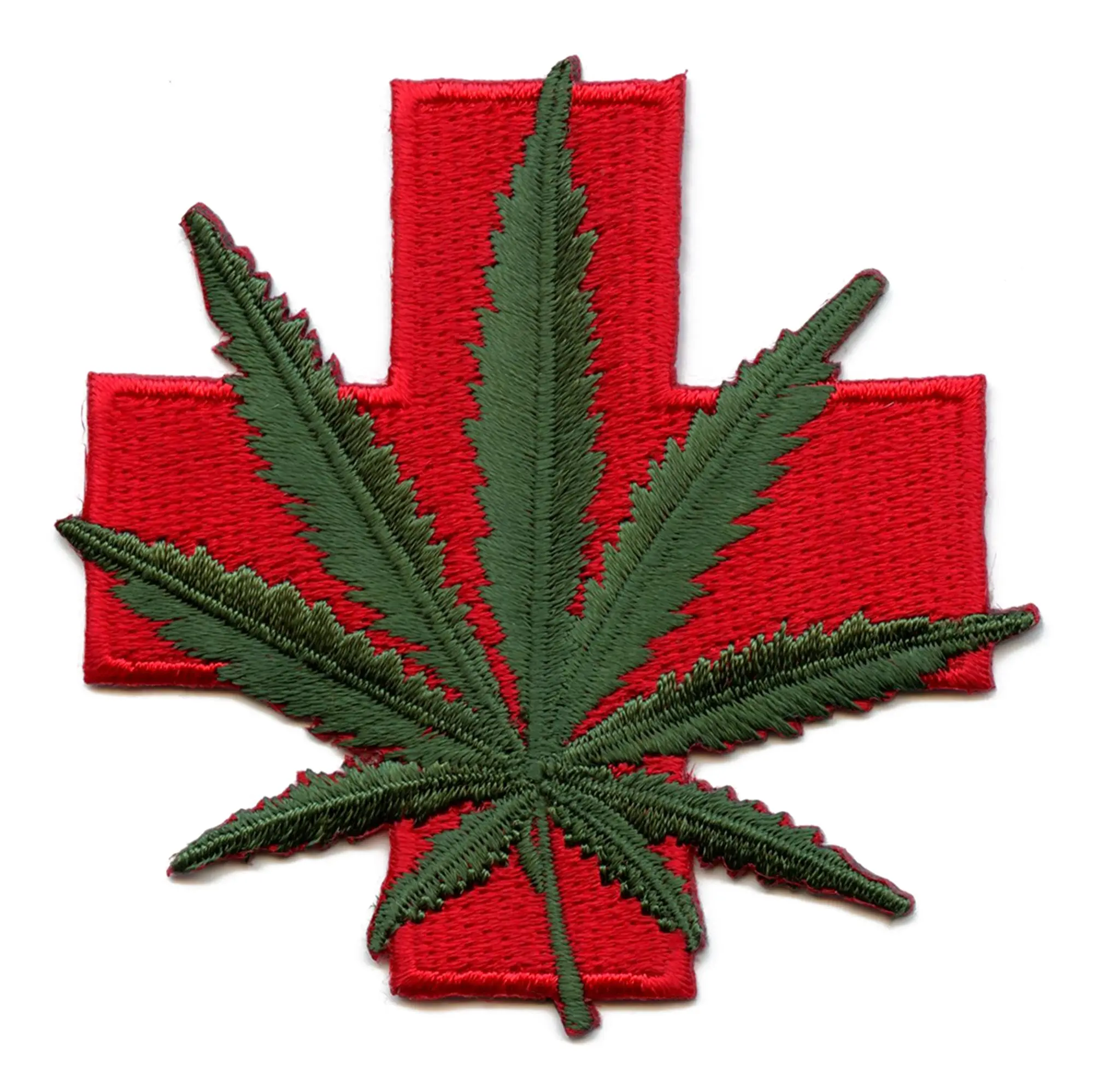 Weed Leaf & Cross Patch Medical Plant Embroidered Iron On