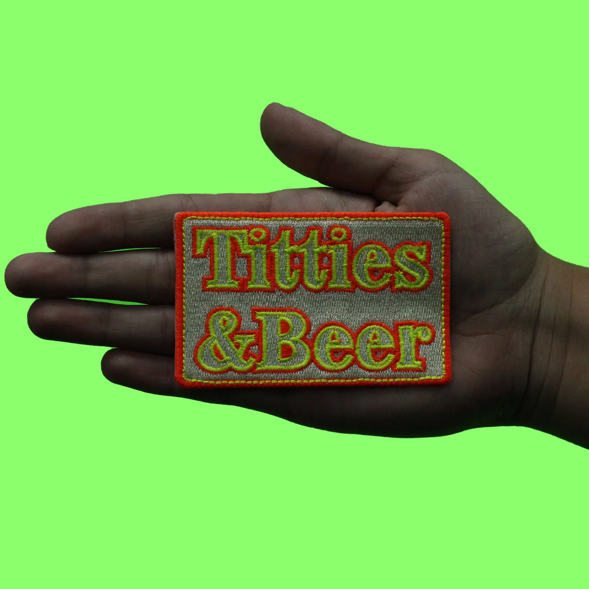 Titties And Beer Patch Neon Women Alcohol Embroidered Iron On - Image 2