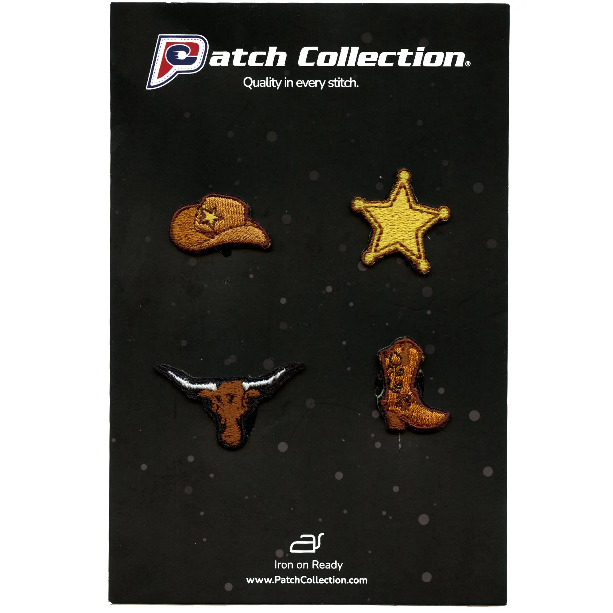 Western Sheriff 4 Pack Mini Set Patch Badge Skull Embroidered iron On - Image 2