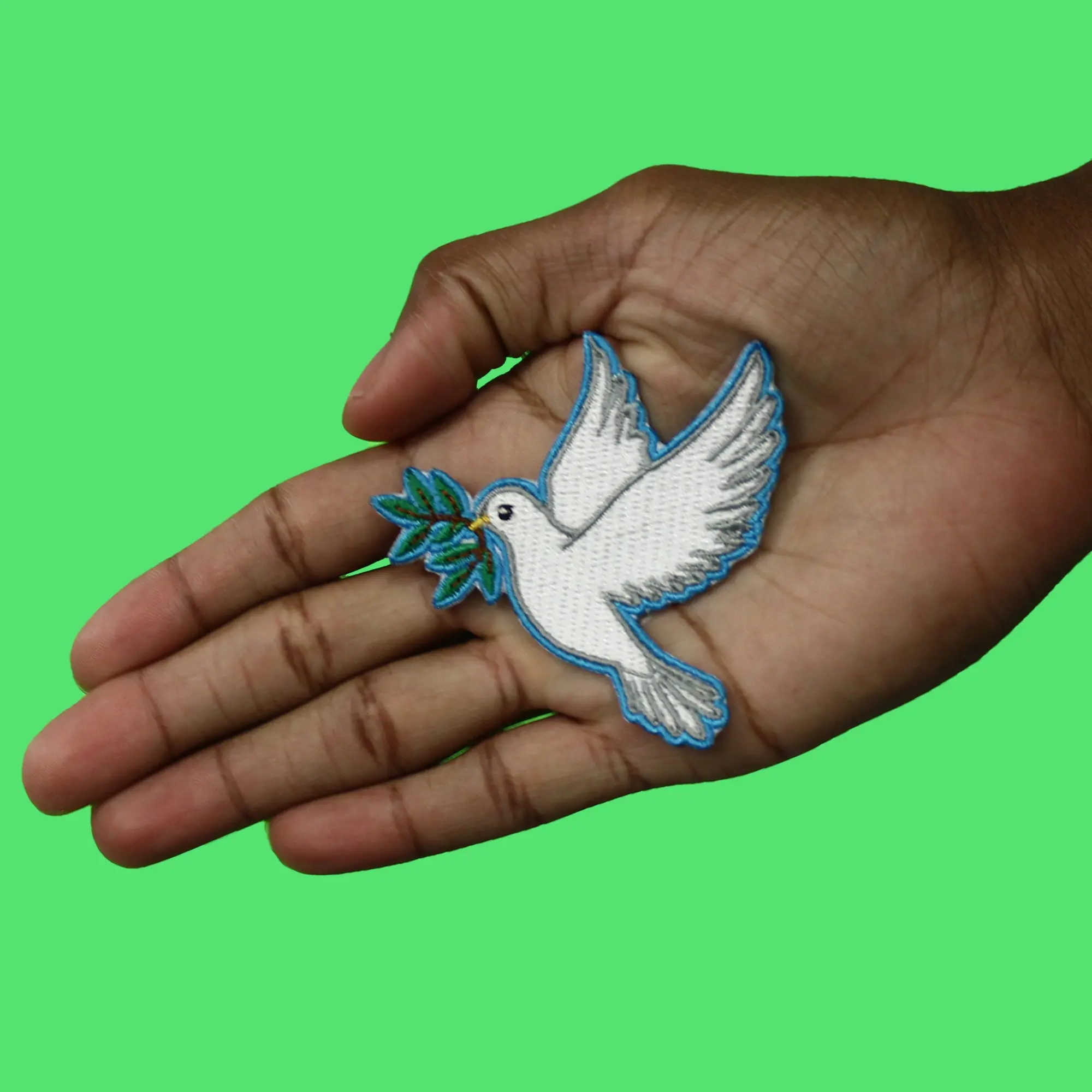 White Dove With Olive Branch Patch Cute Animal Bird Embroidered Iron On - Image 2